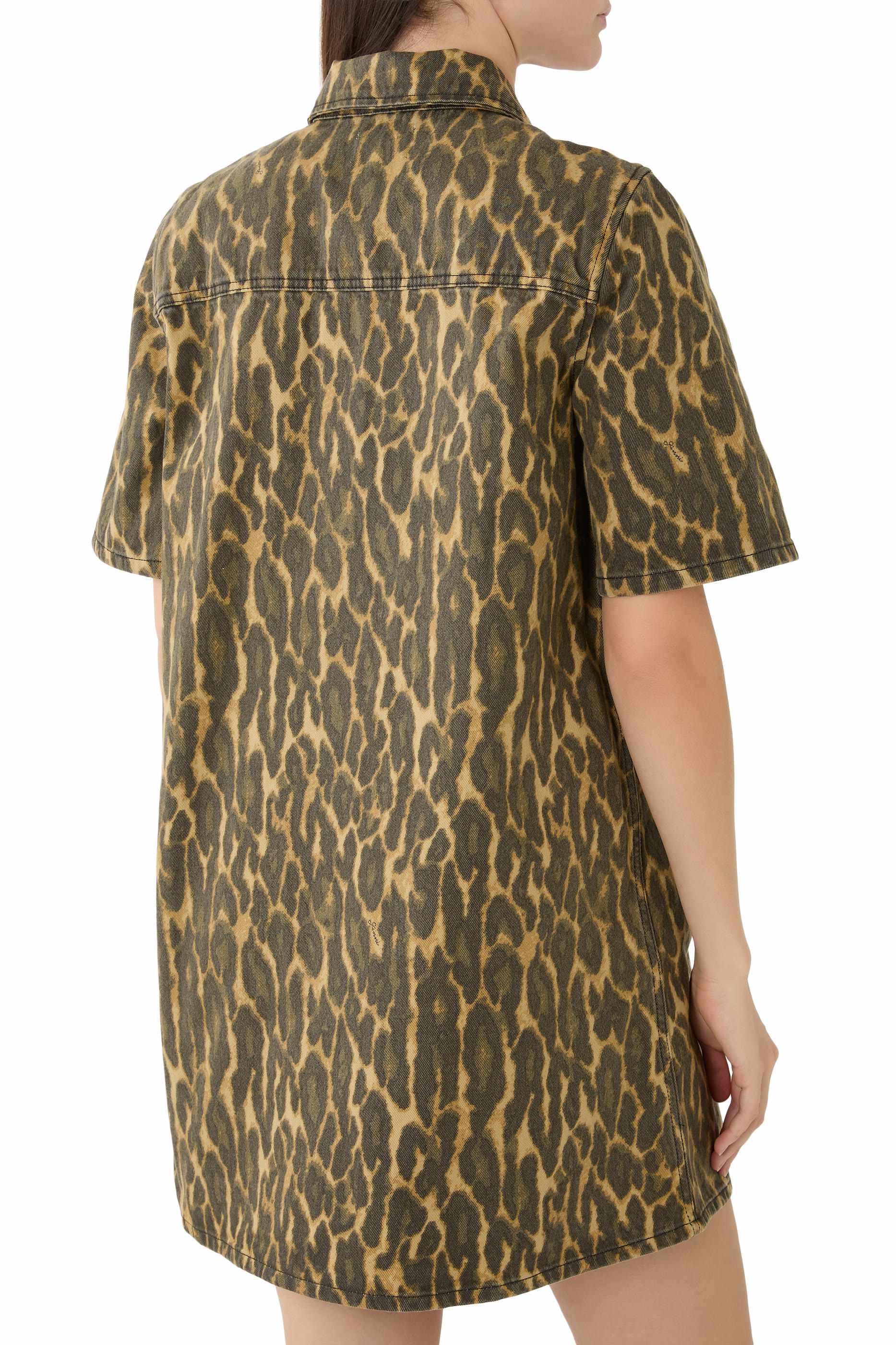  Print Denim Mini Dress