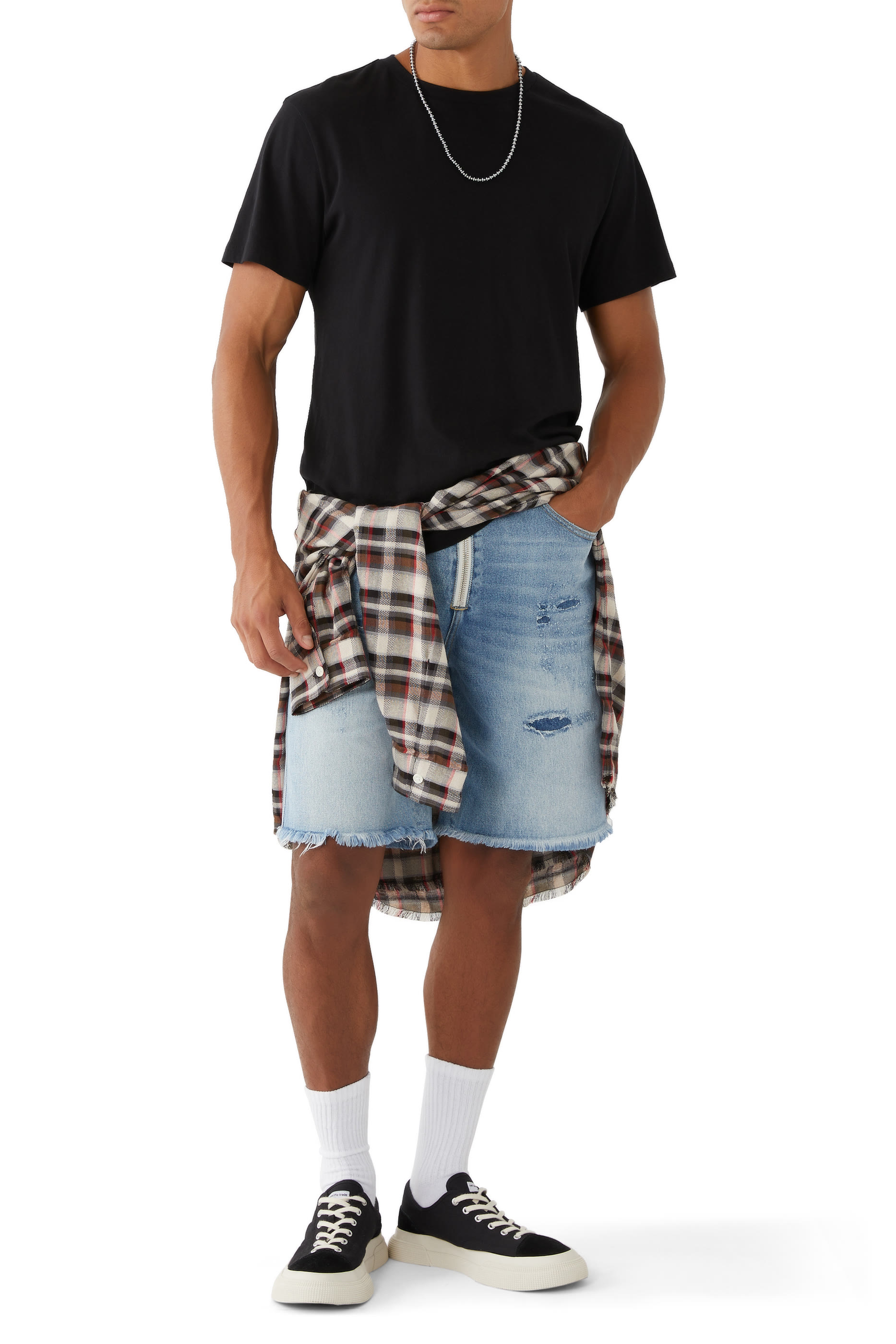 Distressed Denim Shorts