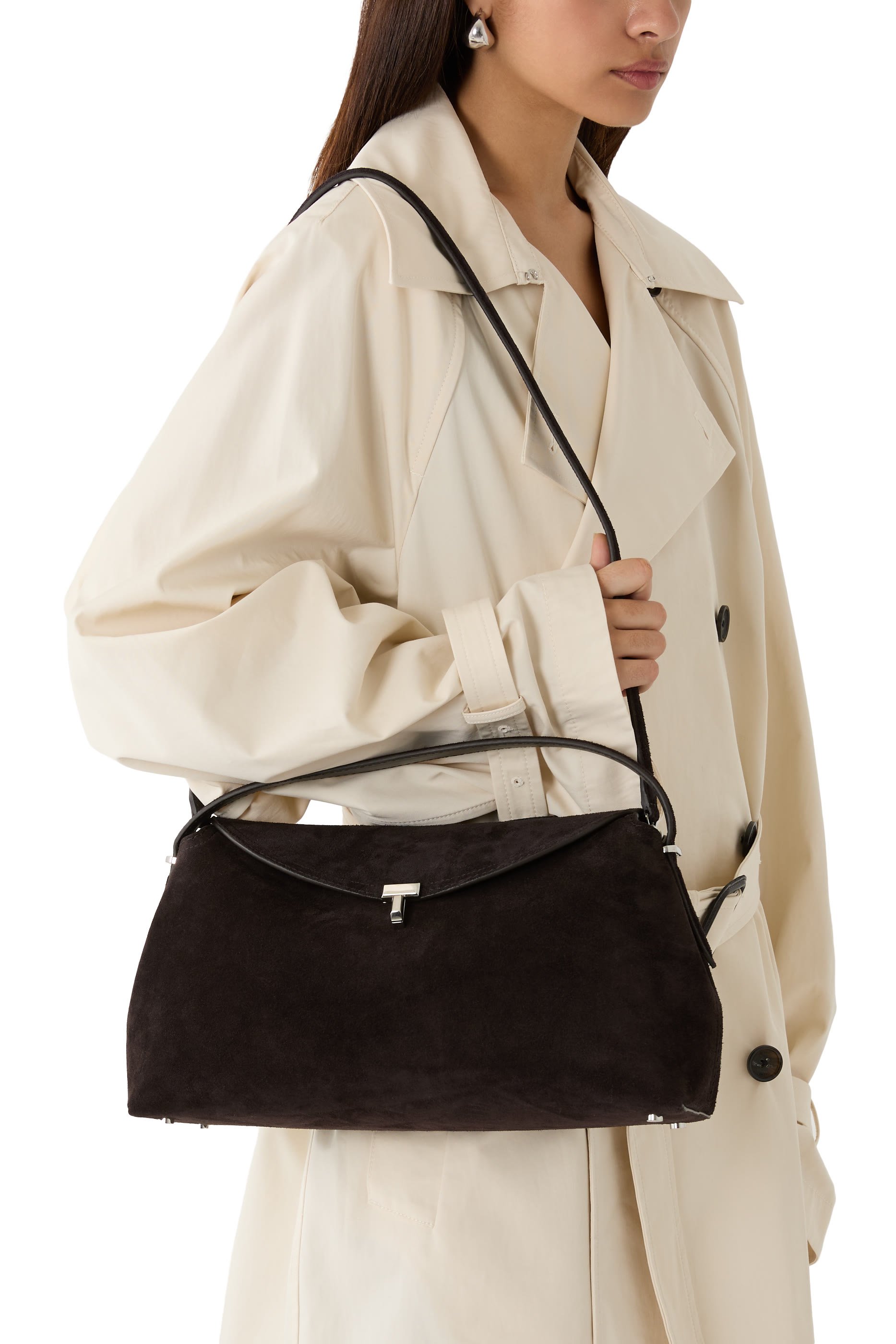 T-Lock Suede Top Handle Bag