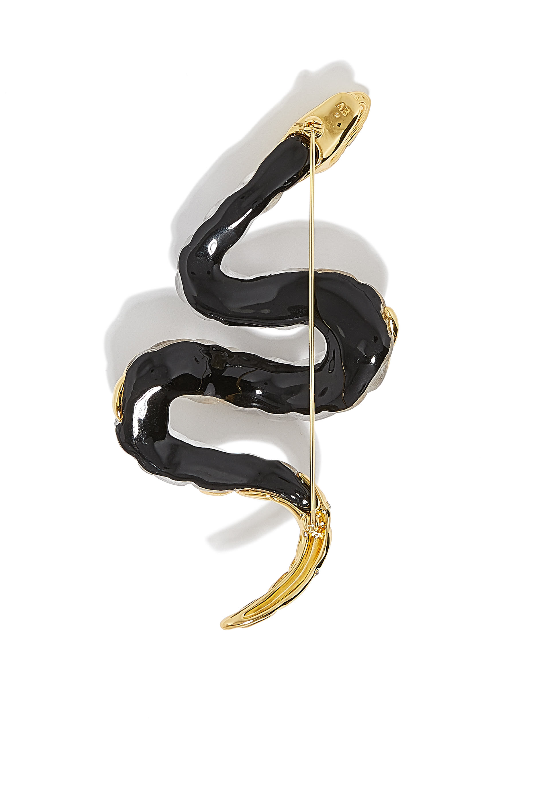 Serpent Lucite Pin, 14k Gold Plated Brass