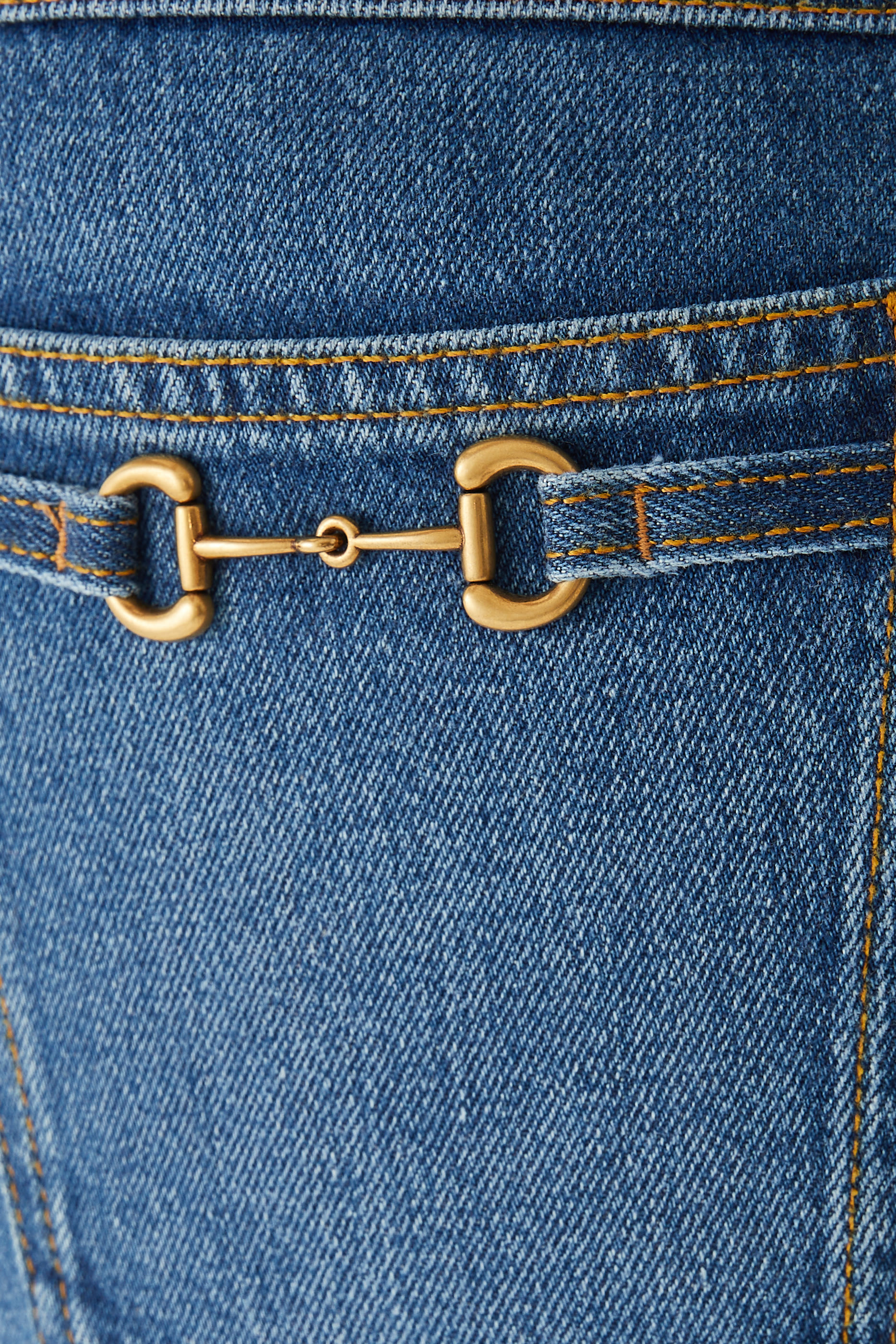 '80s Fit Denim Pants With Horsebit Details