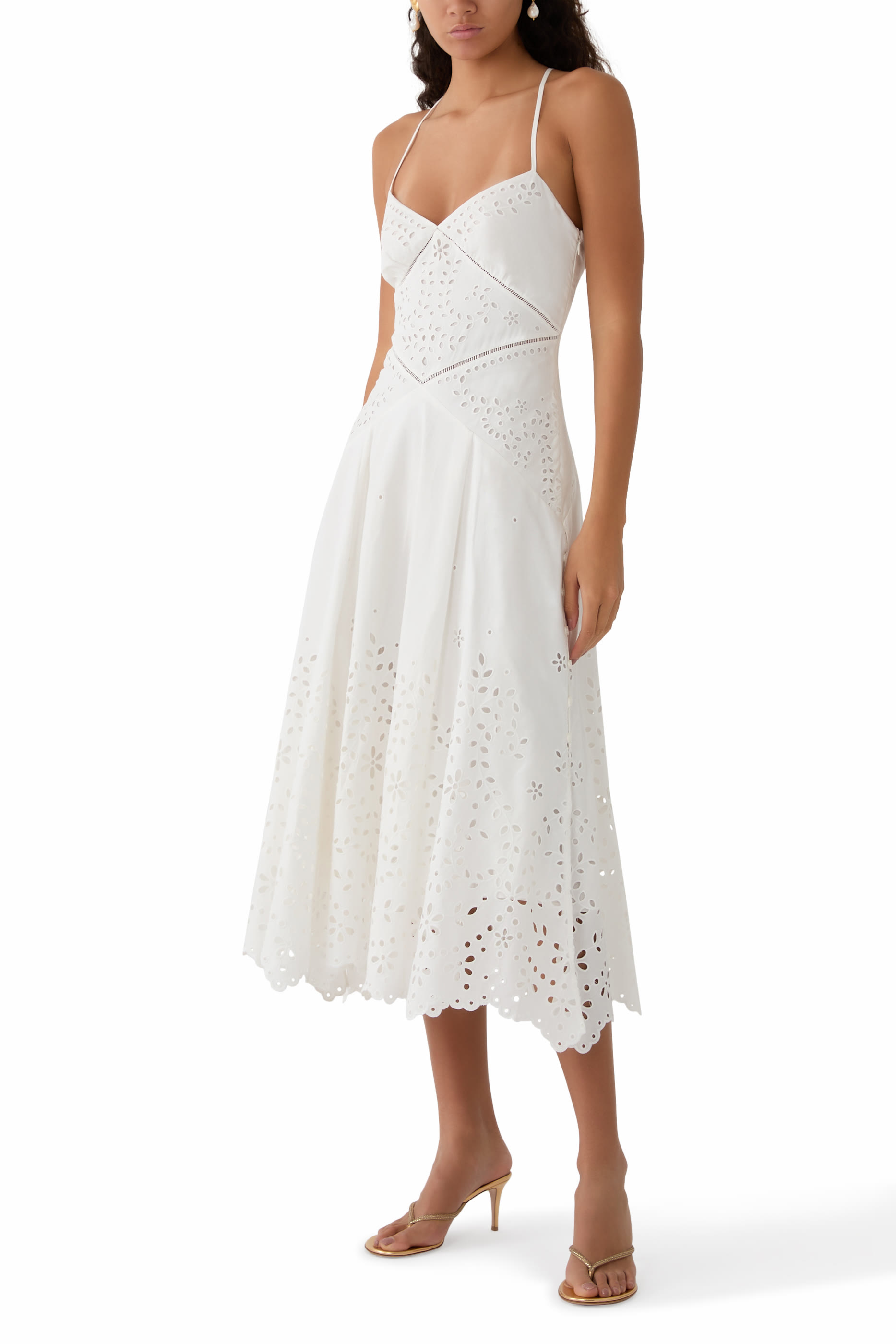 Cotton Embroidered Midi Dress