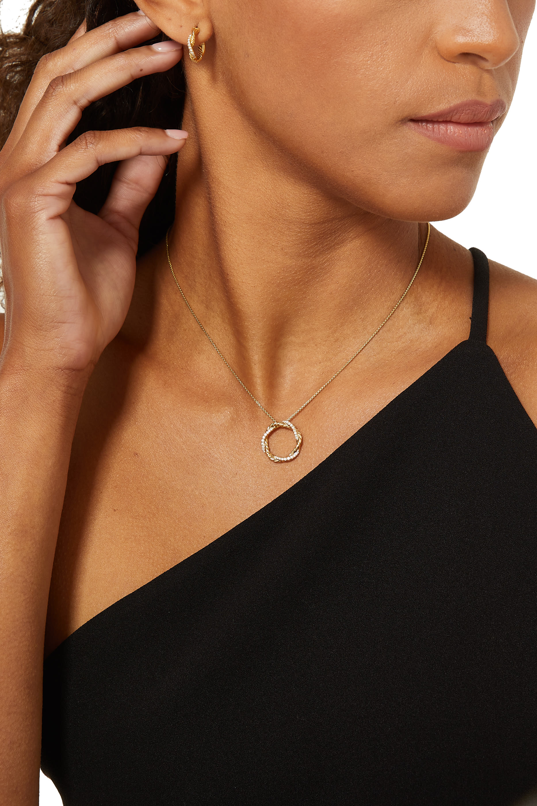 Petite Infinity Necklace in 18K Yellow Gold with Pavé Diamonds