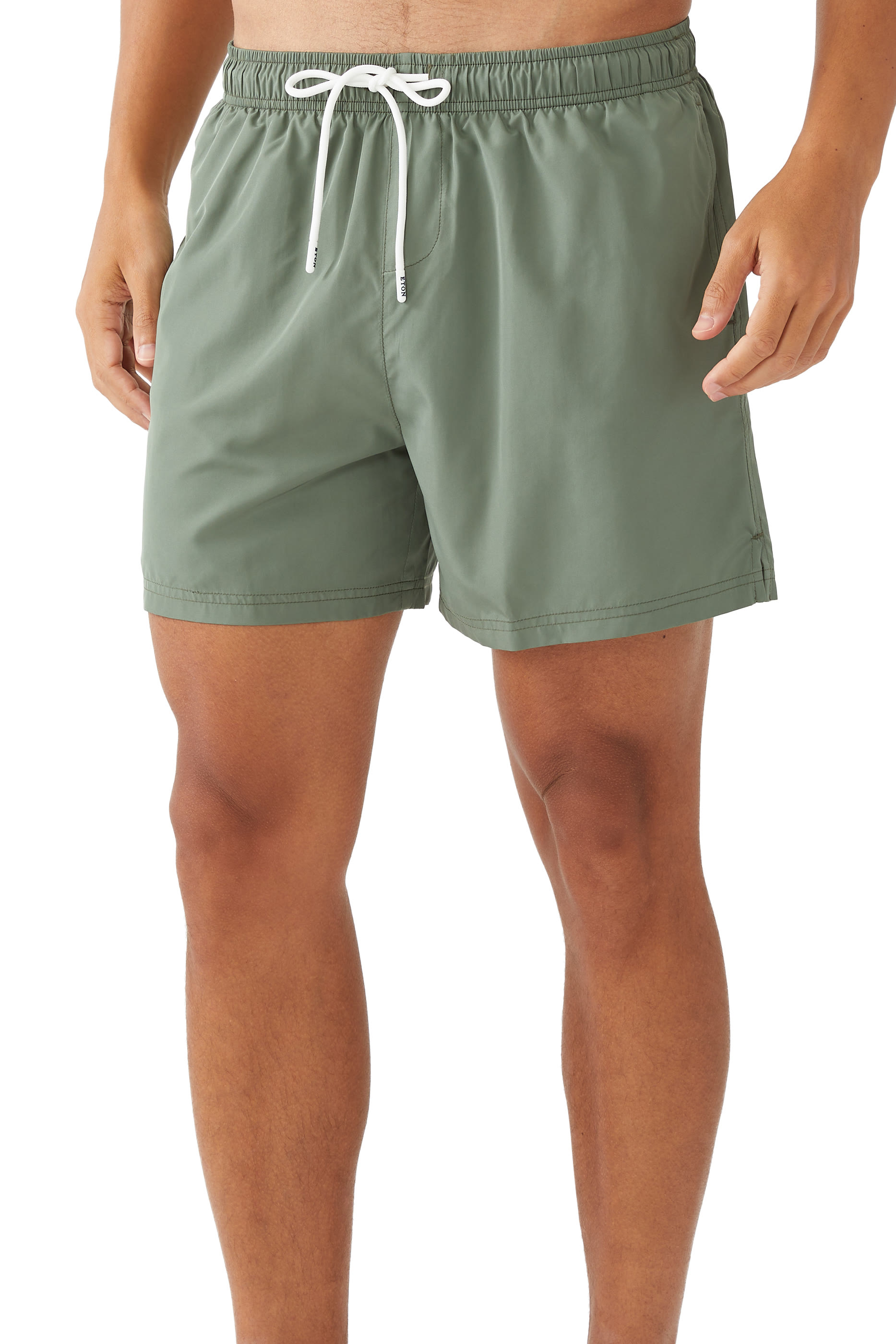 Mid Green Solid Swimming Shorts