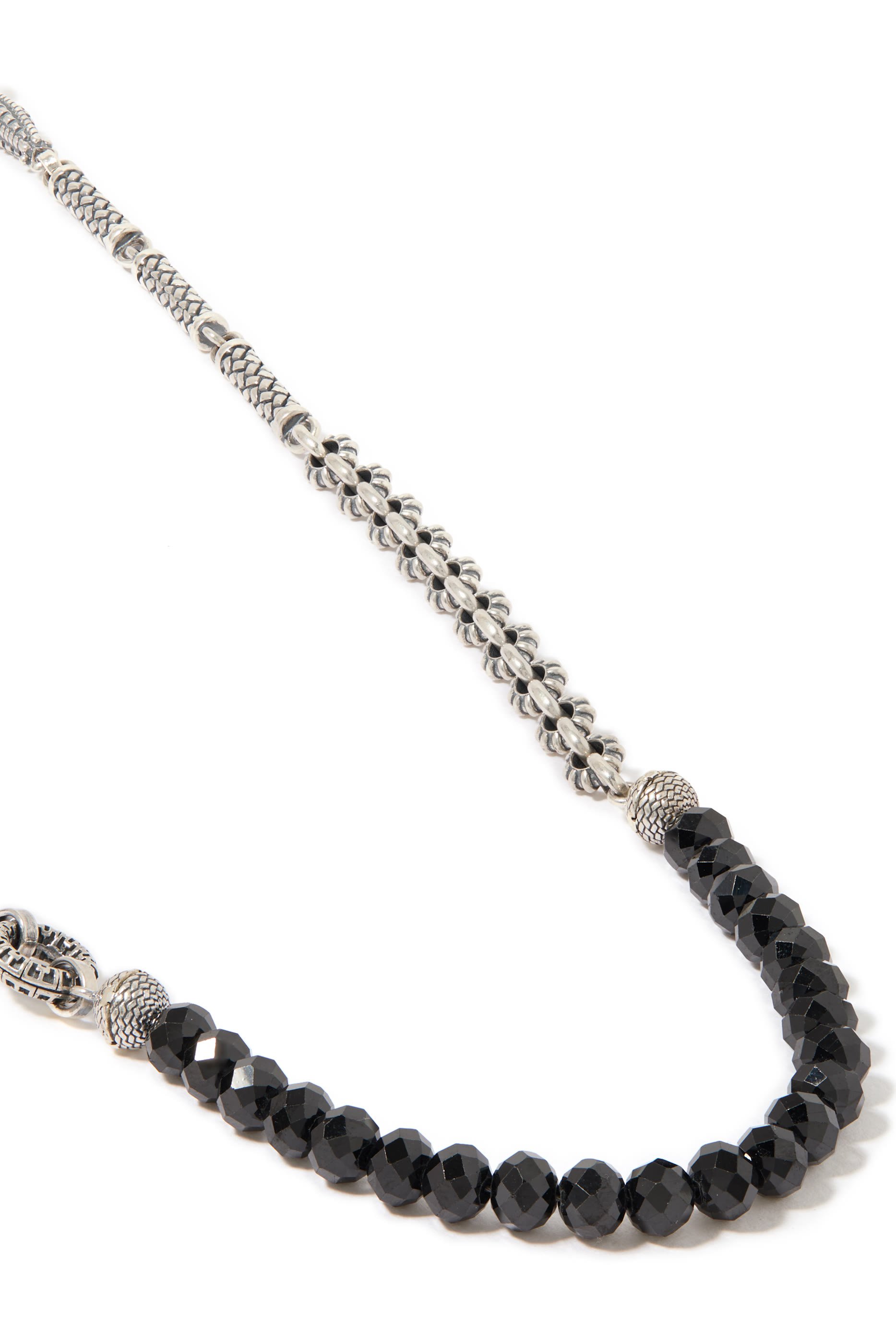 Wrap-Around Beaded Convertible Necklace, Sterling Silver & Black Spinel