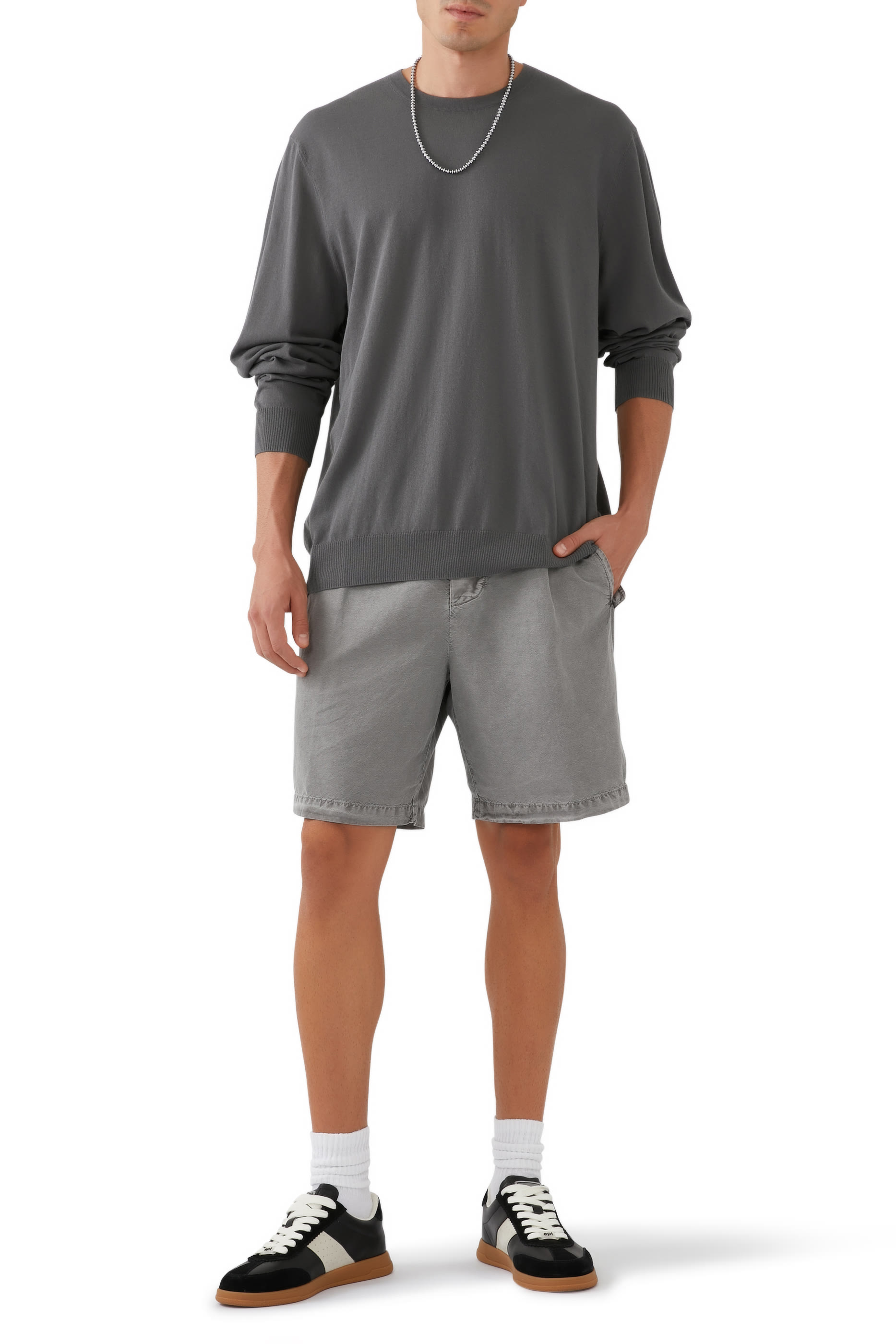 Stretch Cotton Crew Sweater