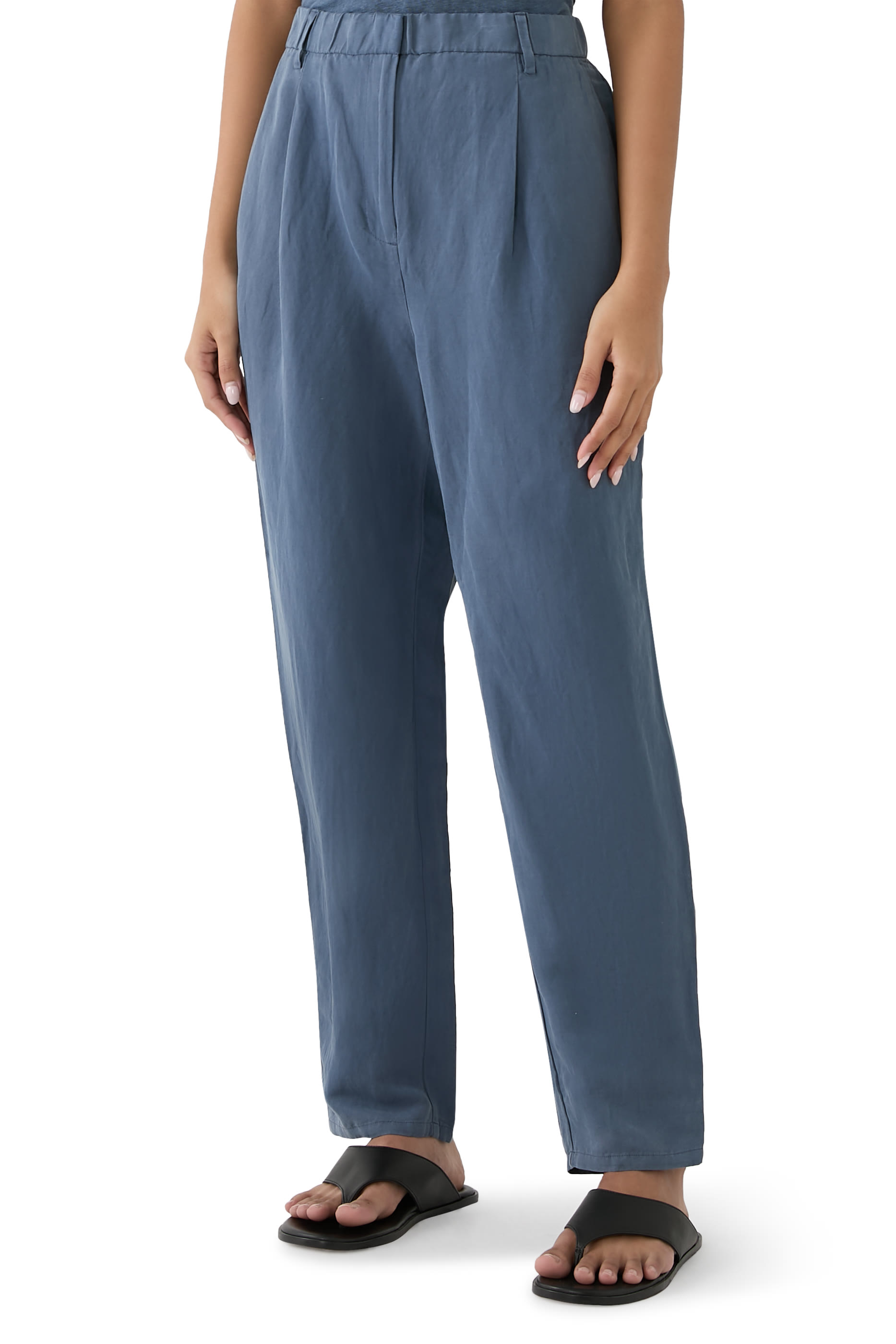 Linen Silk Twill Tapered Pants