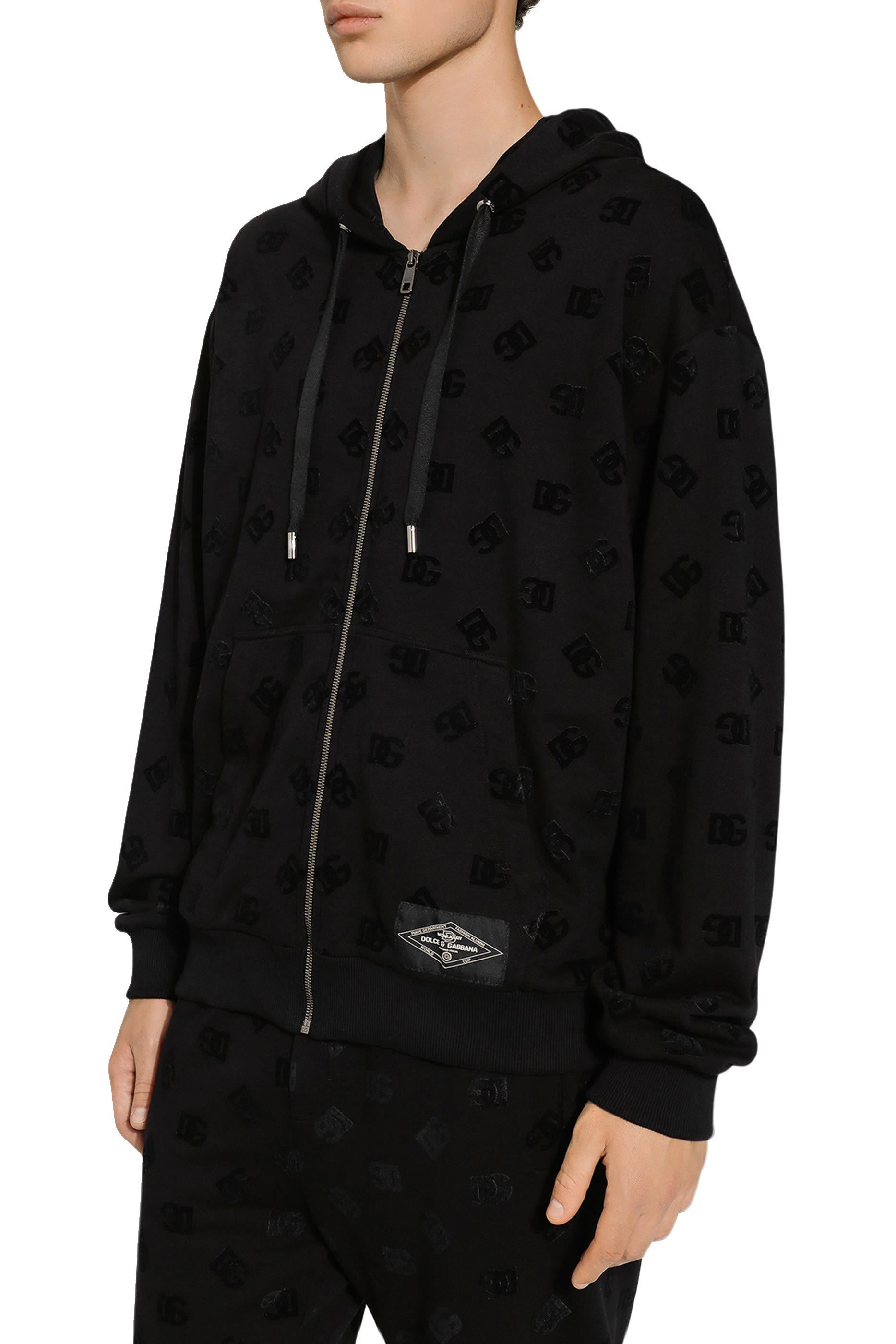 Zip-Up Hoodie with All-Over DG Print