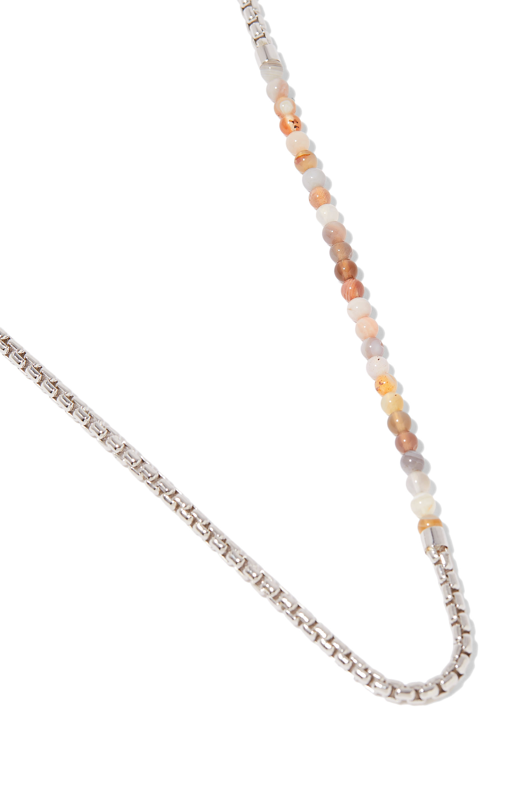 Sennit Catena Beaded Necklace, Rhodium-plated Sterling Silver & Botswana Agate