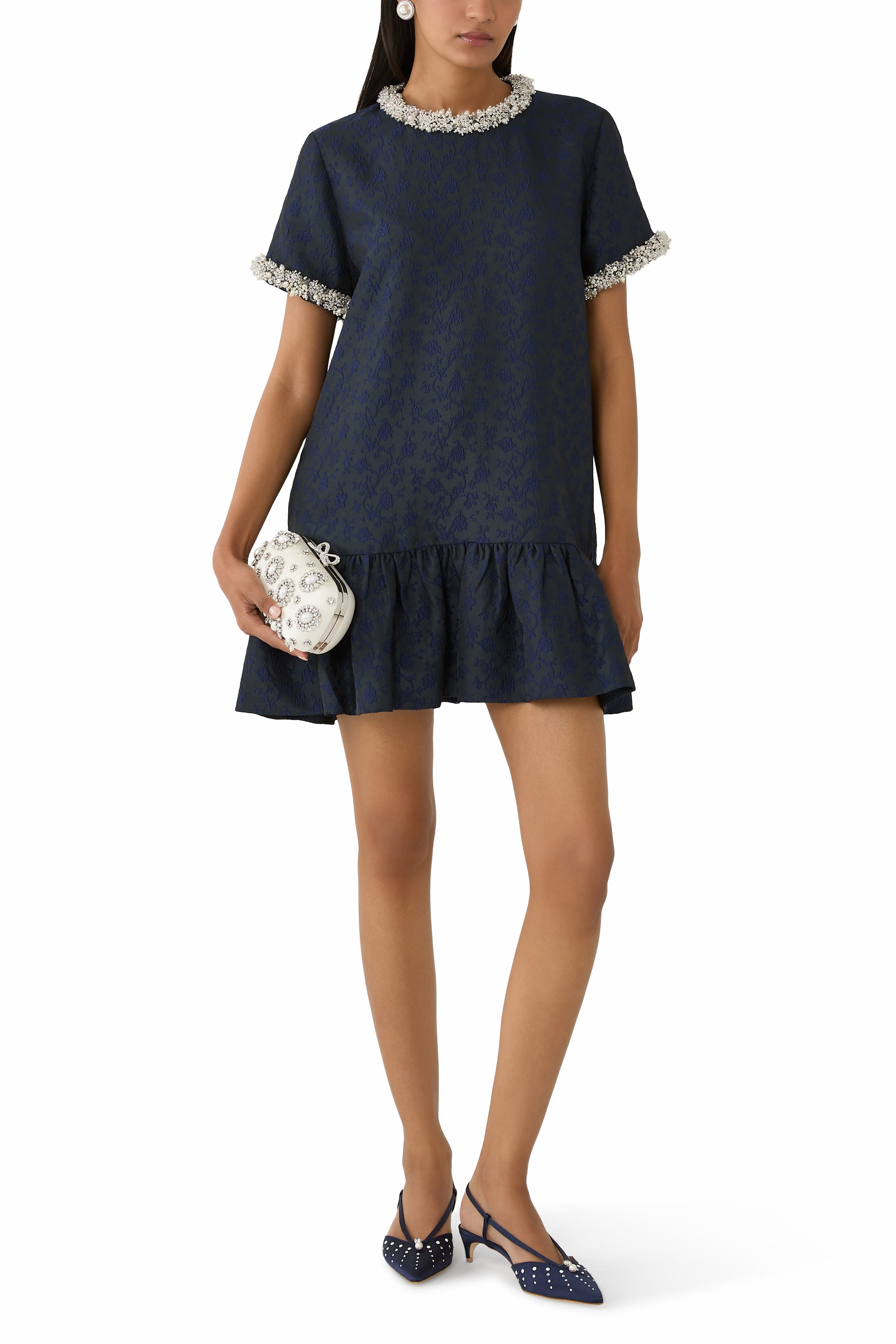 Moore 70 Pearl-Embellished Satin Mules