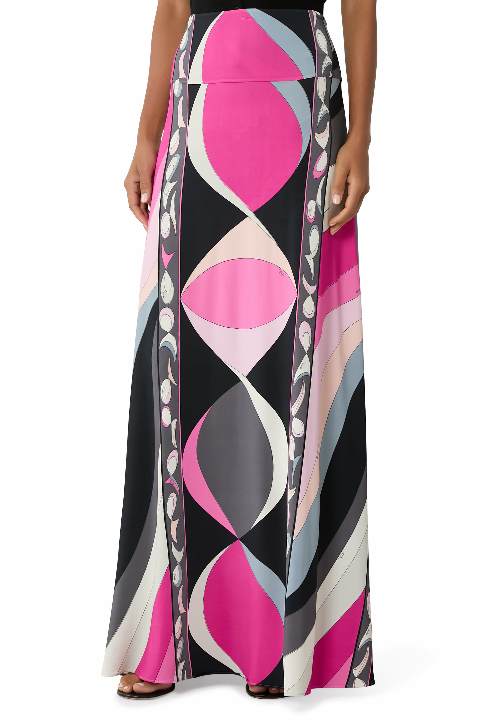 Pesci Print Long Skirt