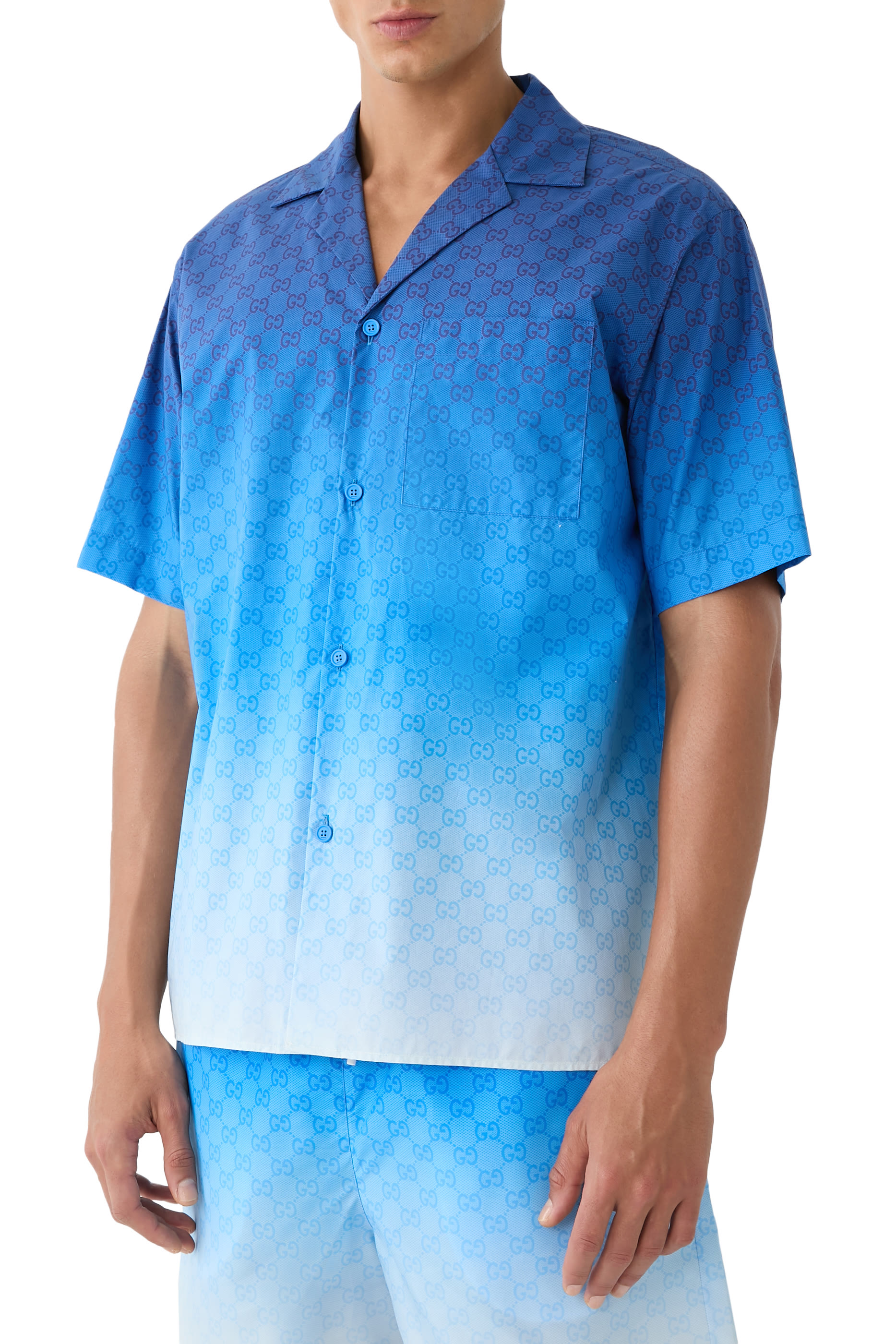 Printed Cotton Poplin Bowling Shirt