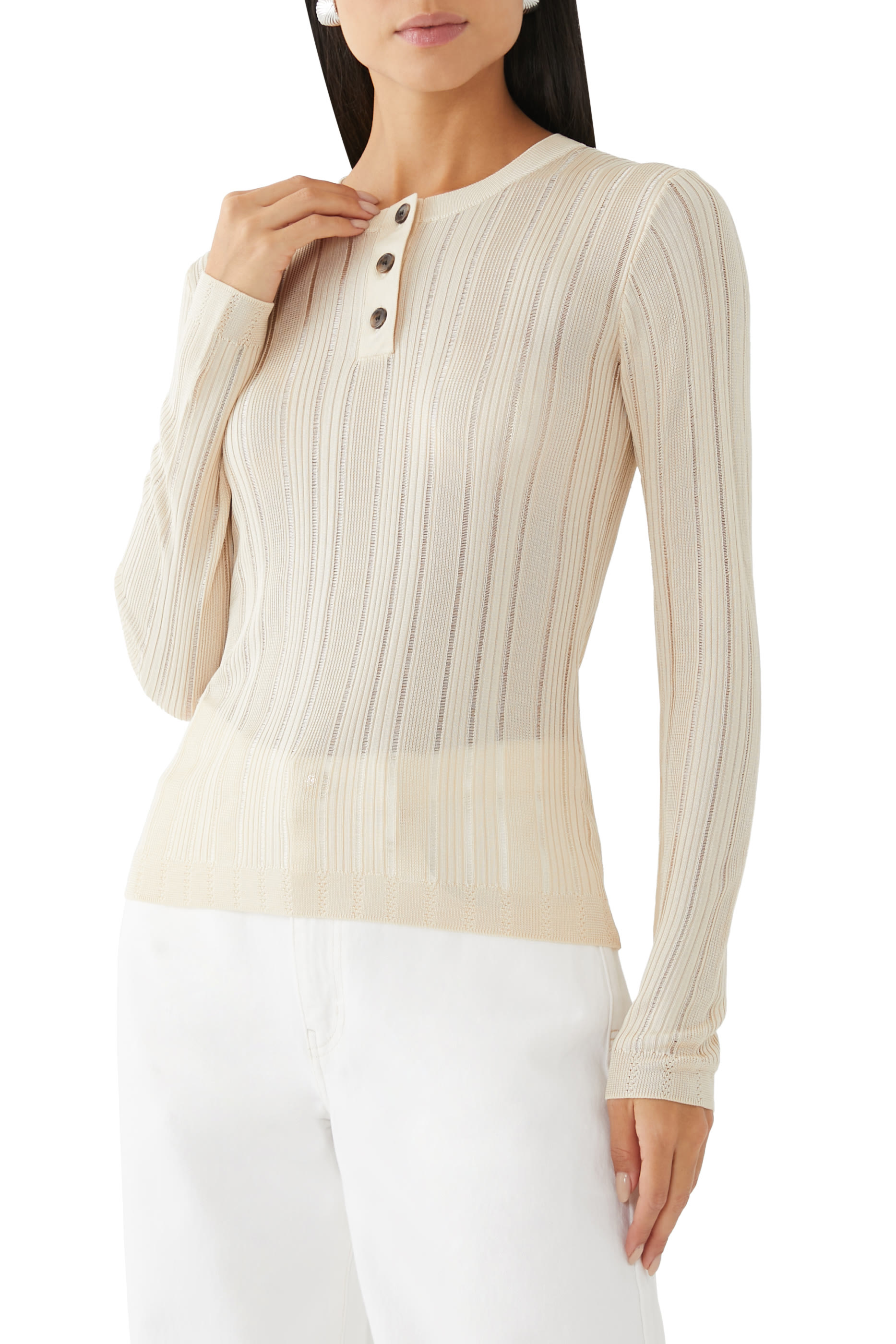 Laddered Rib Henley Top
