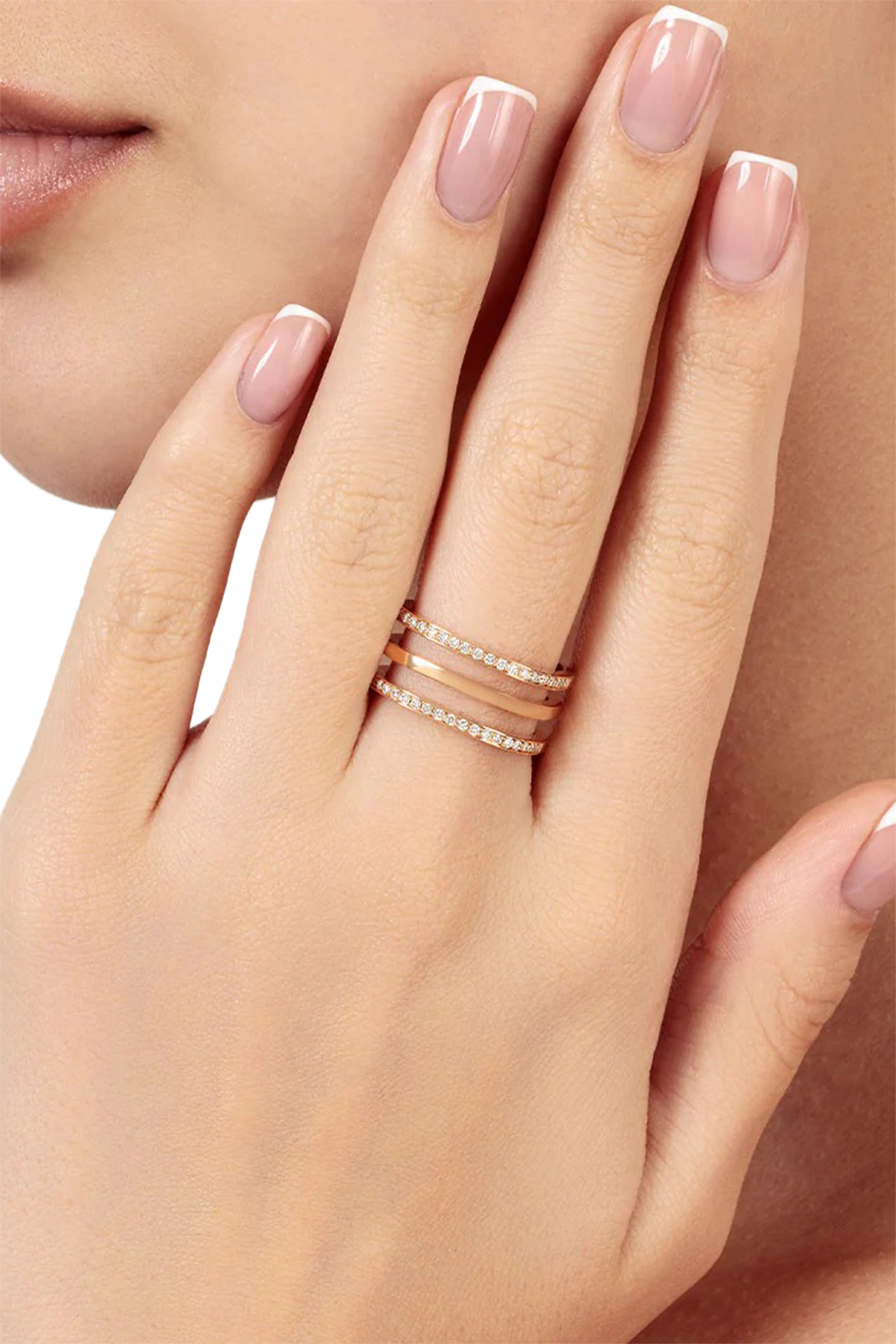 Wid Triple Ring, 18k Pink Gold & Diamonds