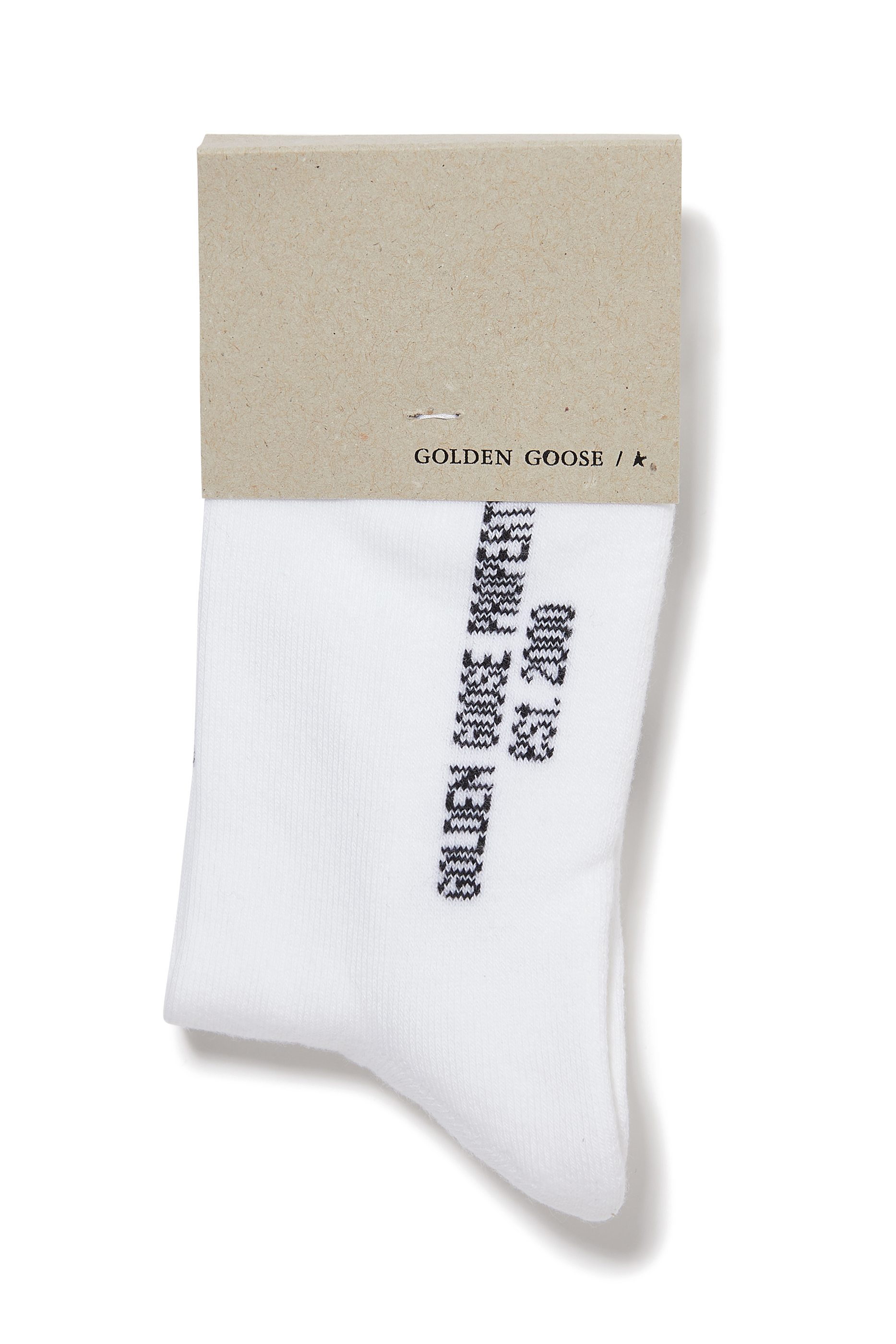 Logo Print Striped Socks with Distressed Cuffs