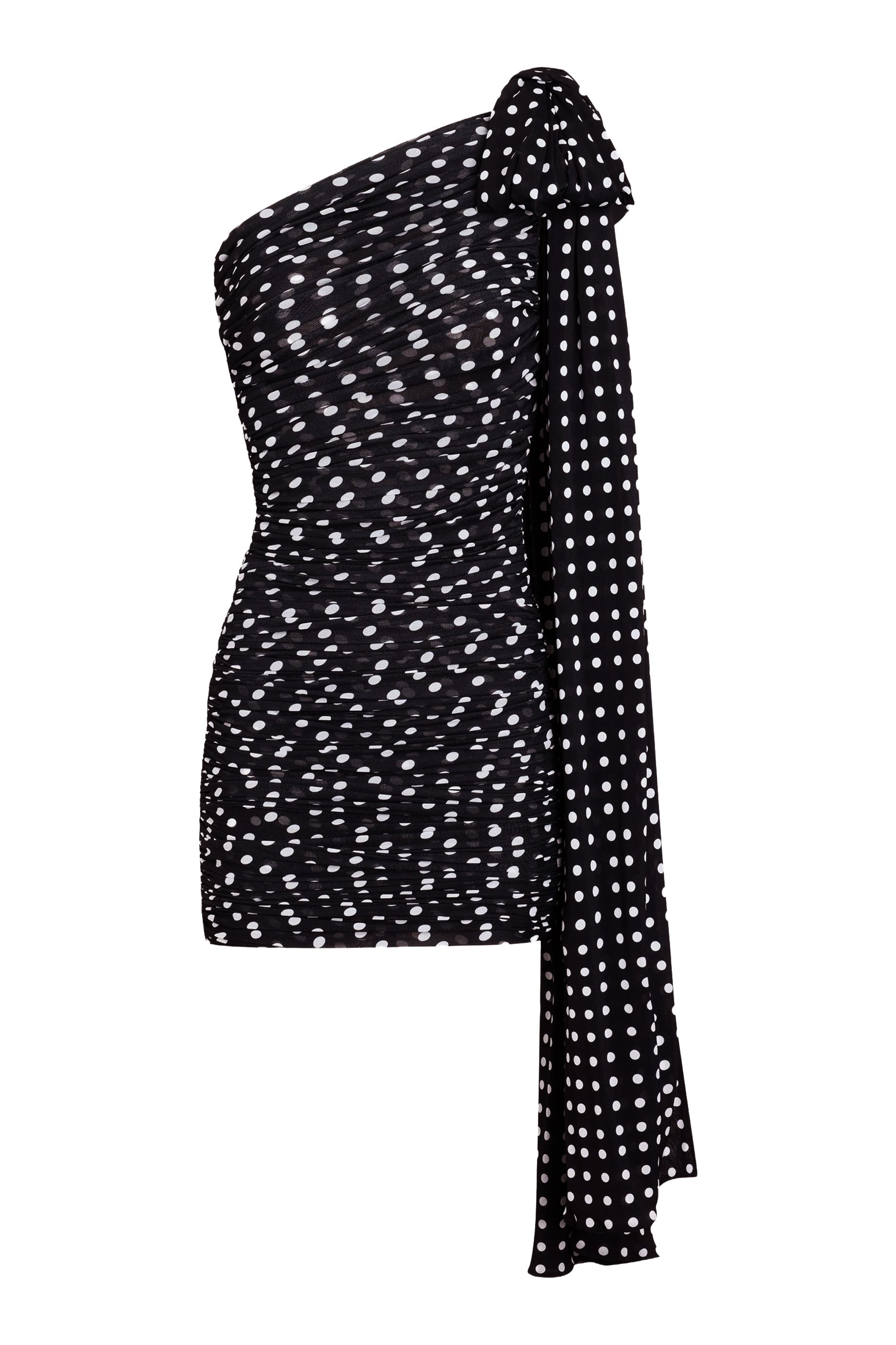 Recycled Nylon Asymmetric Draped Dress 