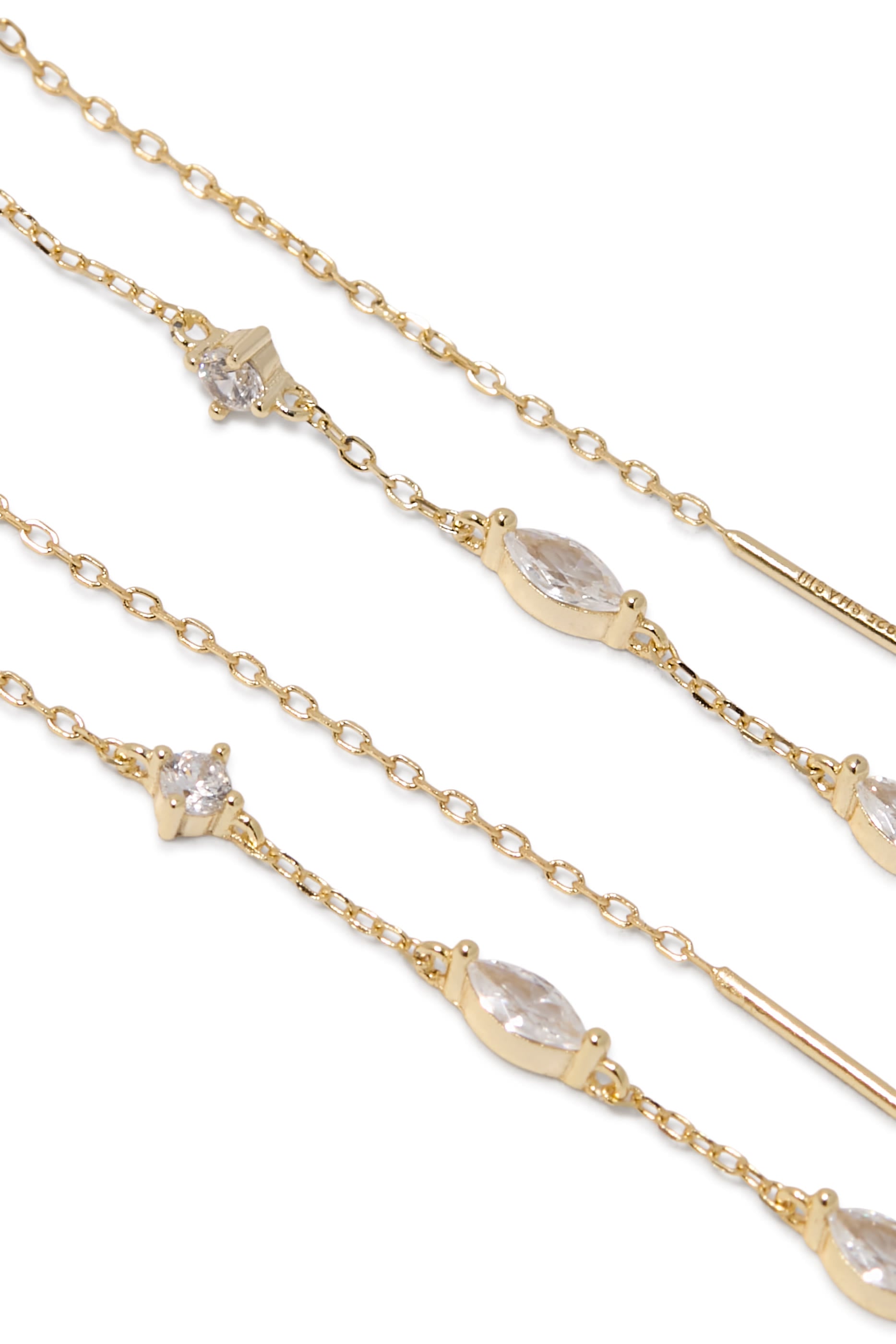 Whisper Ear Threader III,  14ct Gold Vermeil on Sterling Silver & Cubic Zirconia