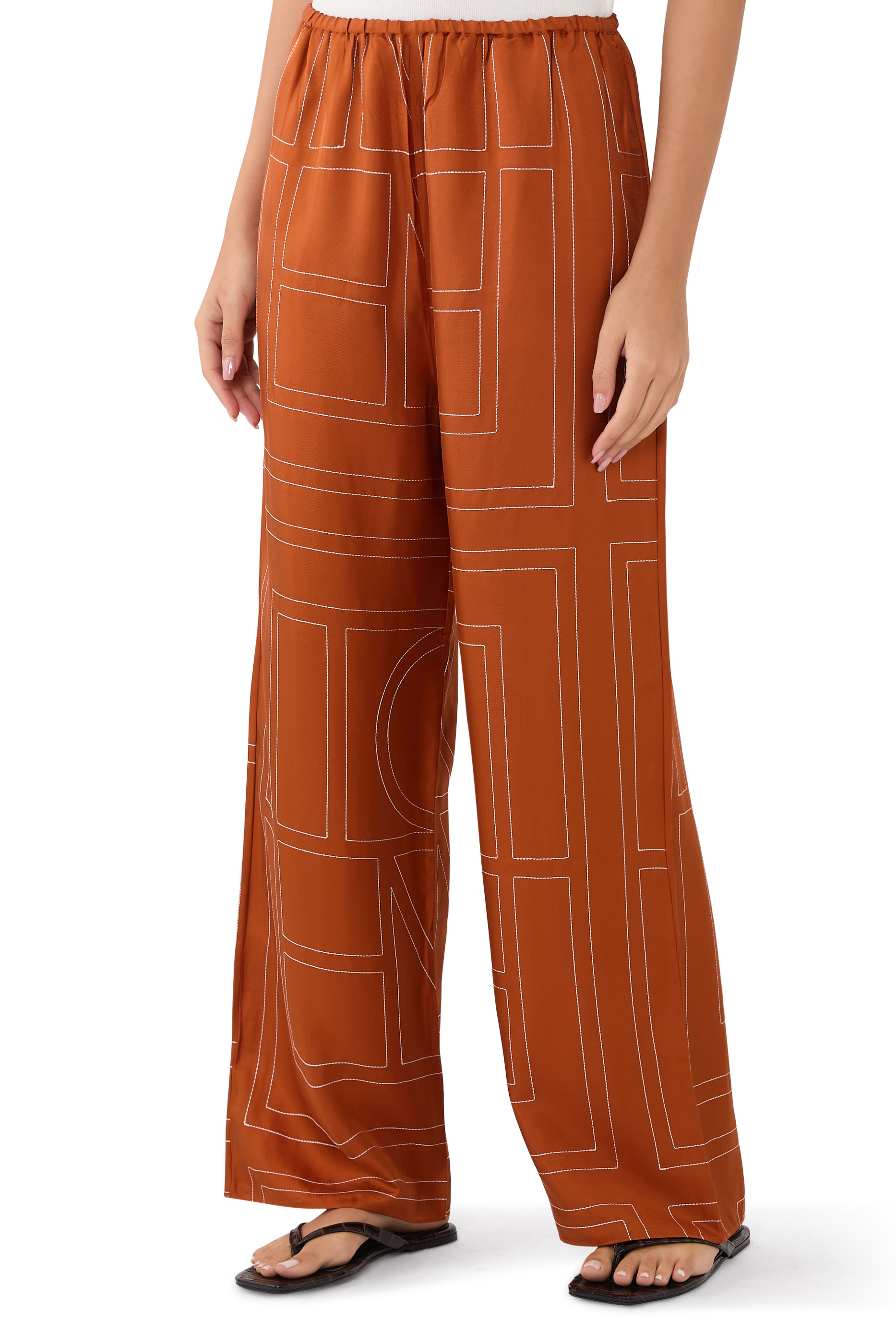 Monogram Silk Pajama Bottoms