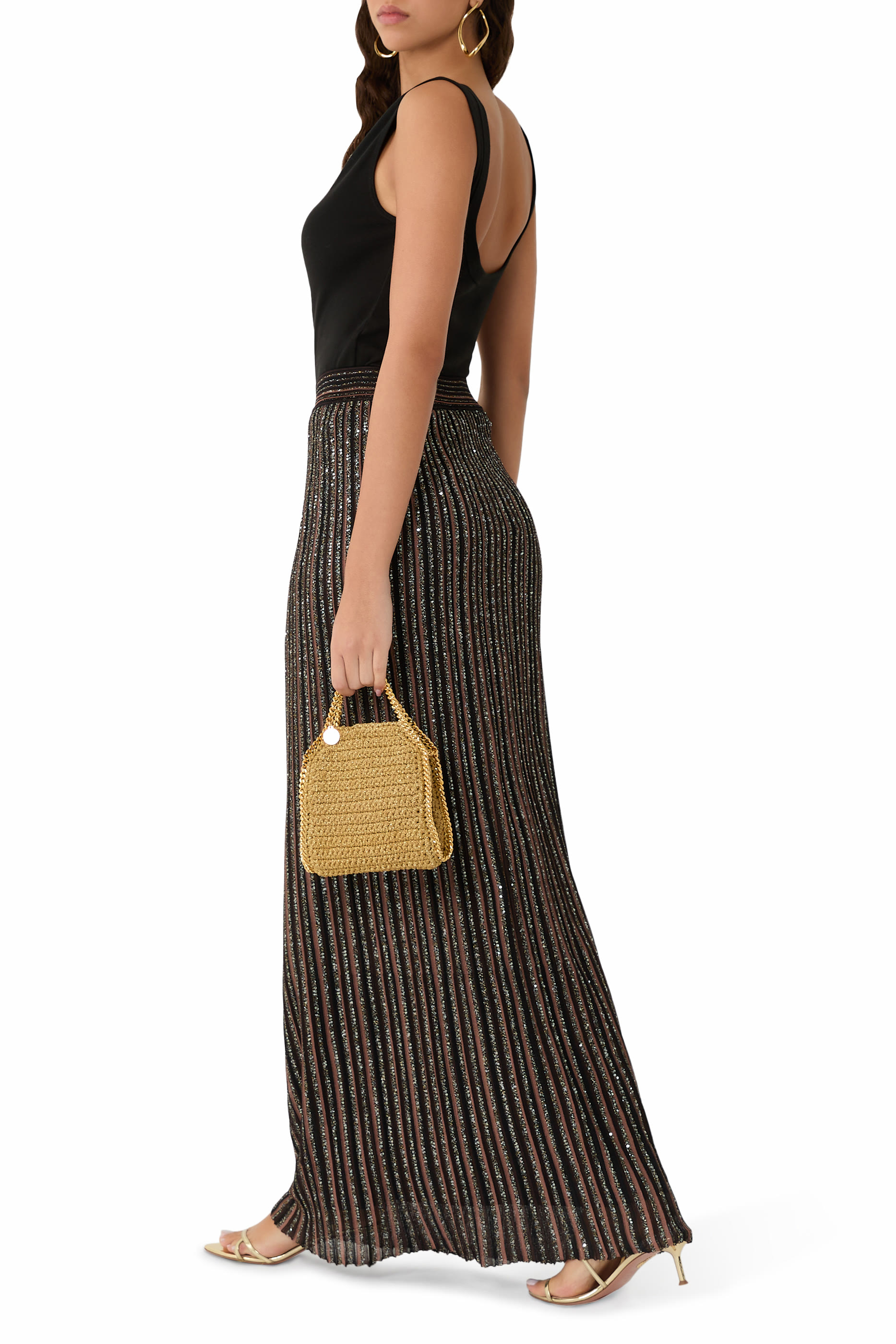 Striped Partial Long Skirt