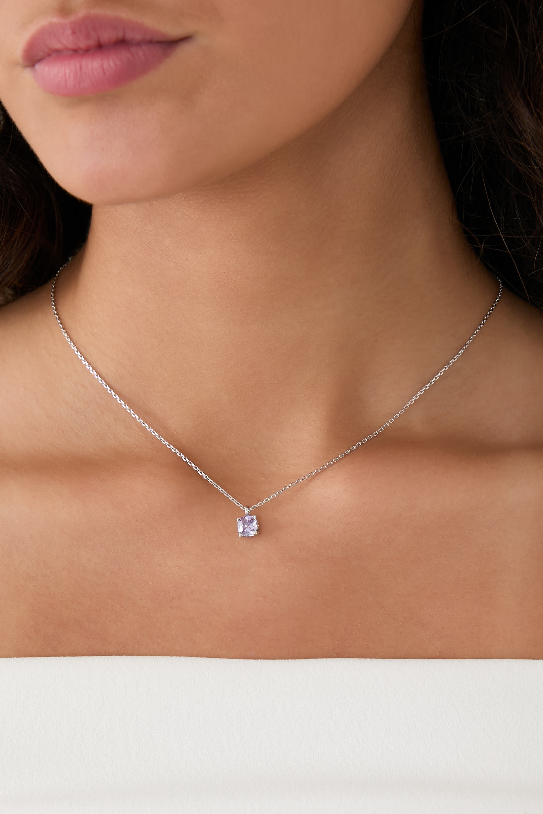 Little Luxuries Square Pendant, Plated Metal & Cubic Zirconia