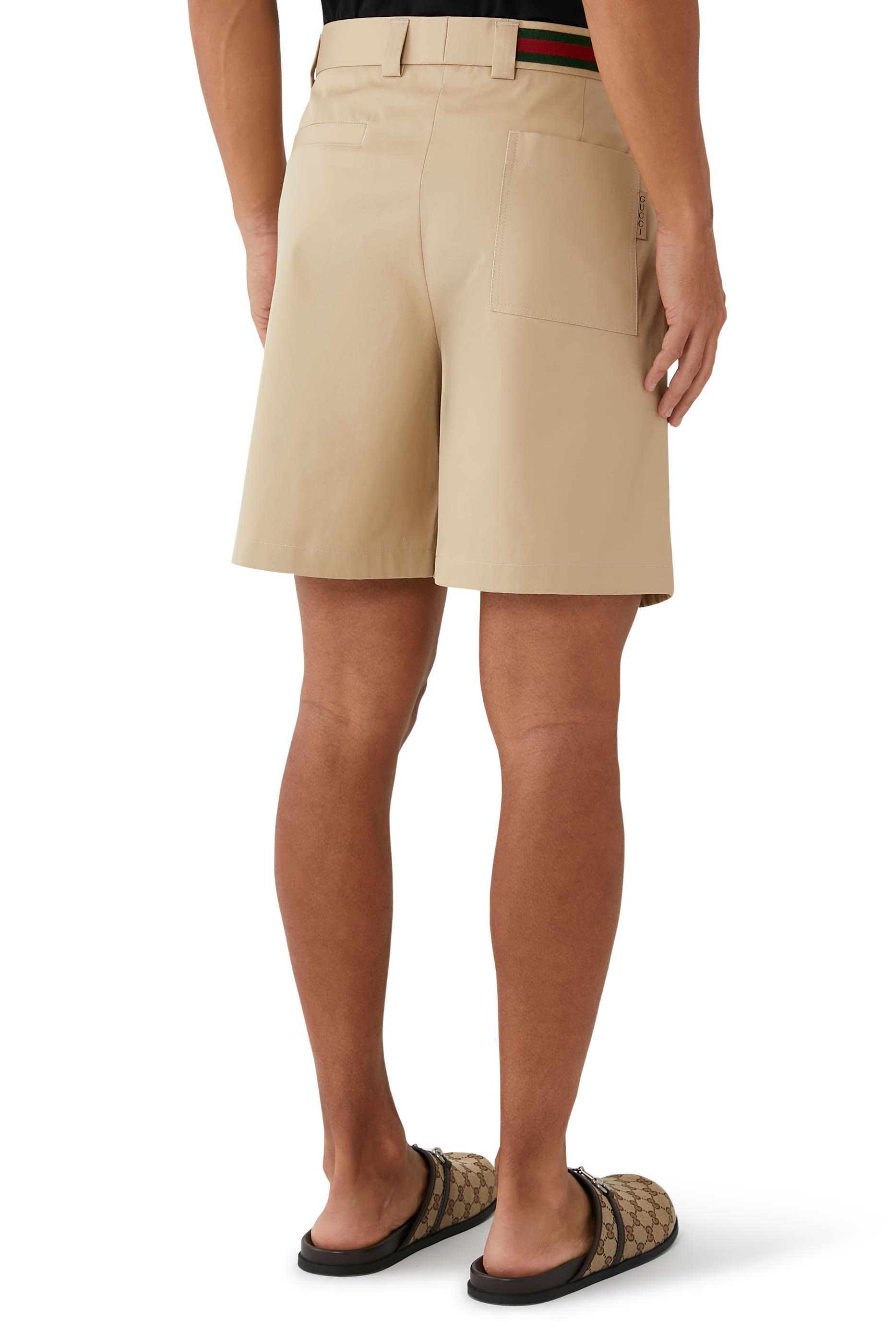 Double Cotton Twill Shorts with Web