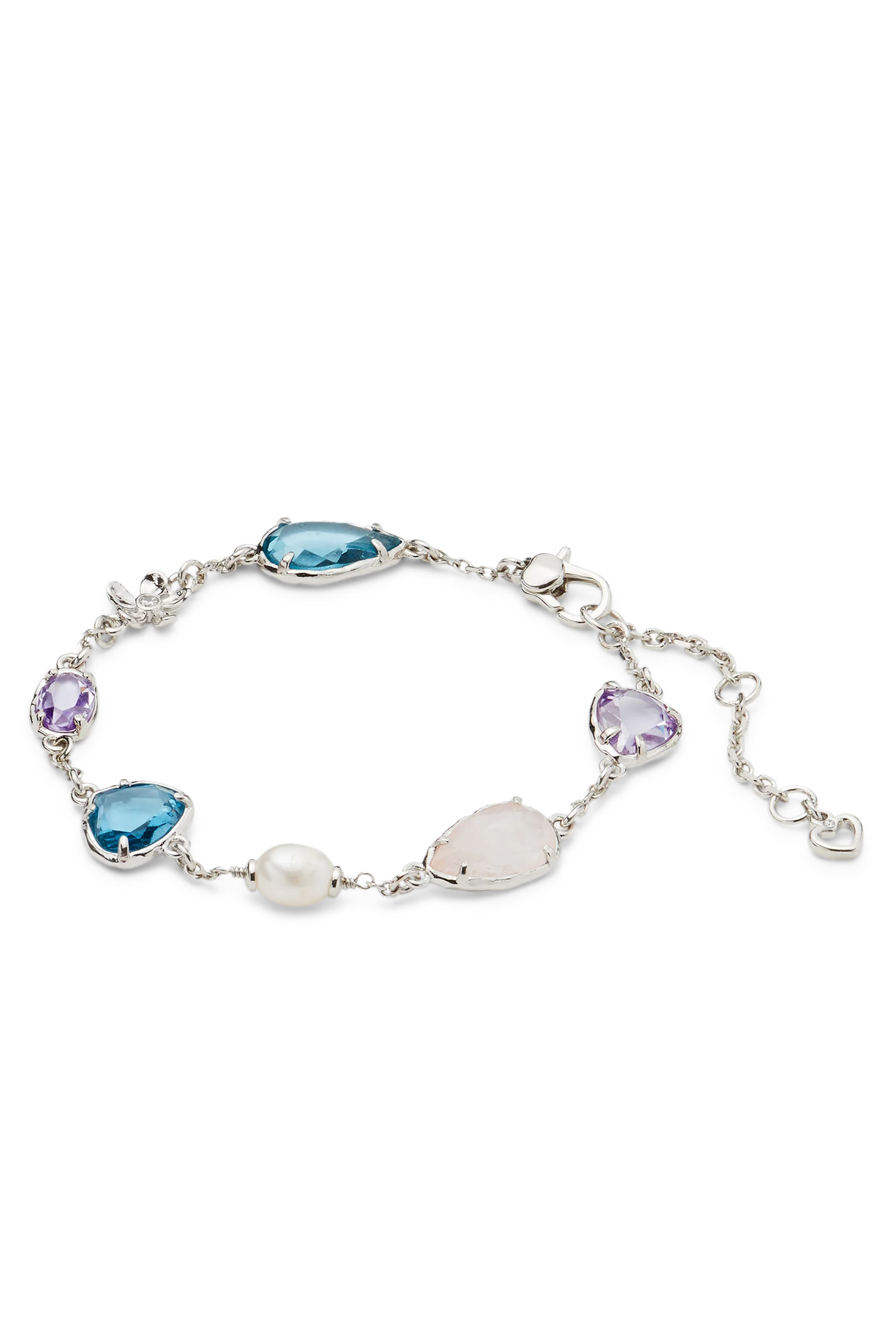Haze Station Bracelet, Plated Metal & Cubic Zirconia, Semi-precious Dyed Quartz, Freshwater Pearl<
