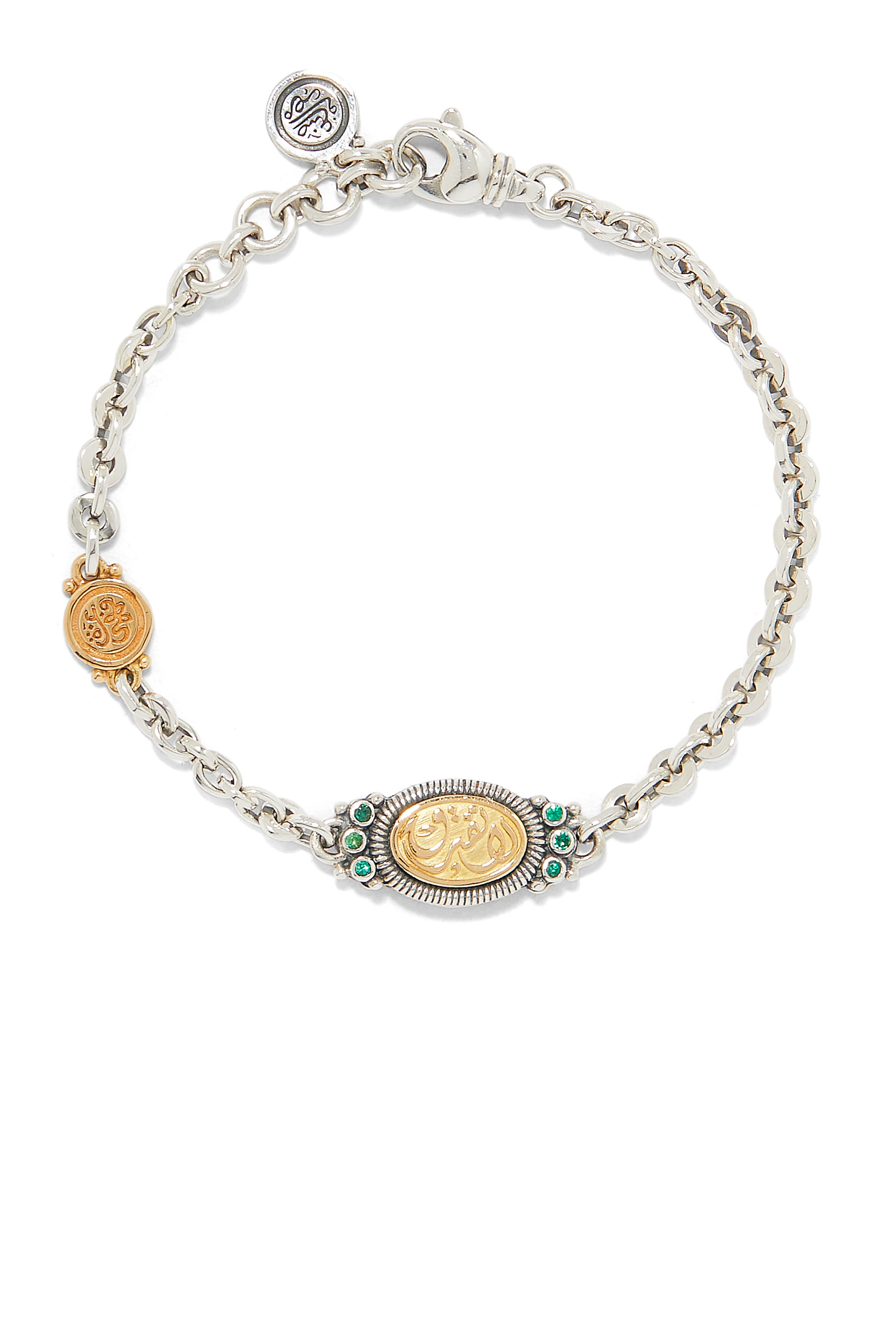 Never Apart Bracelet, 18k Gold with Sterling Silver & Emerald