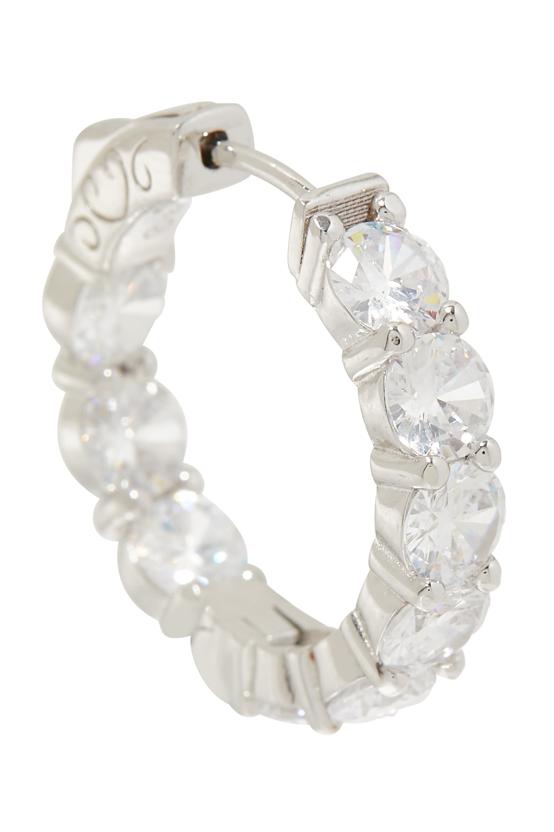 Sterling Silver Babe Cubic Zirconia Hoop Earrings