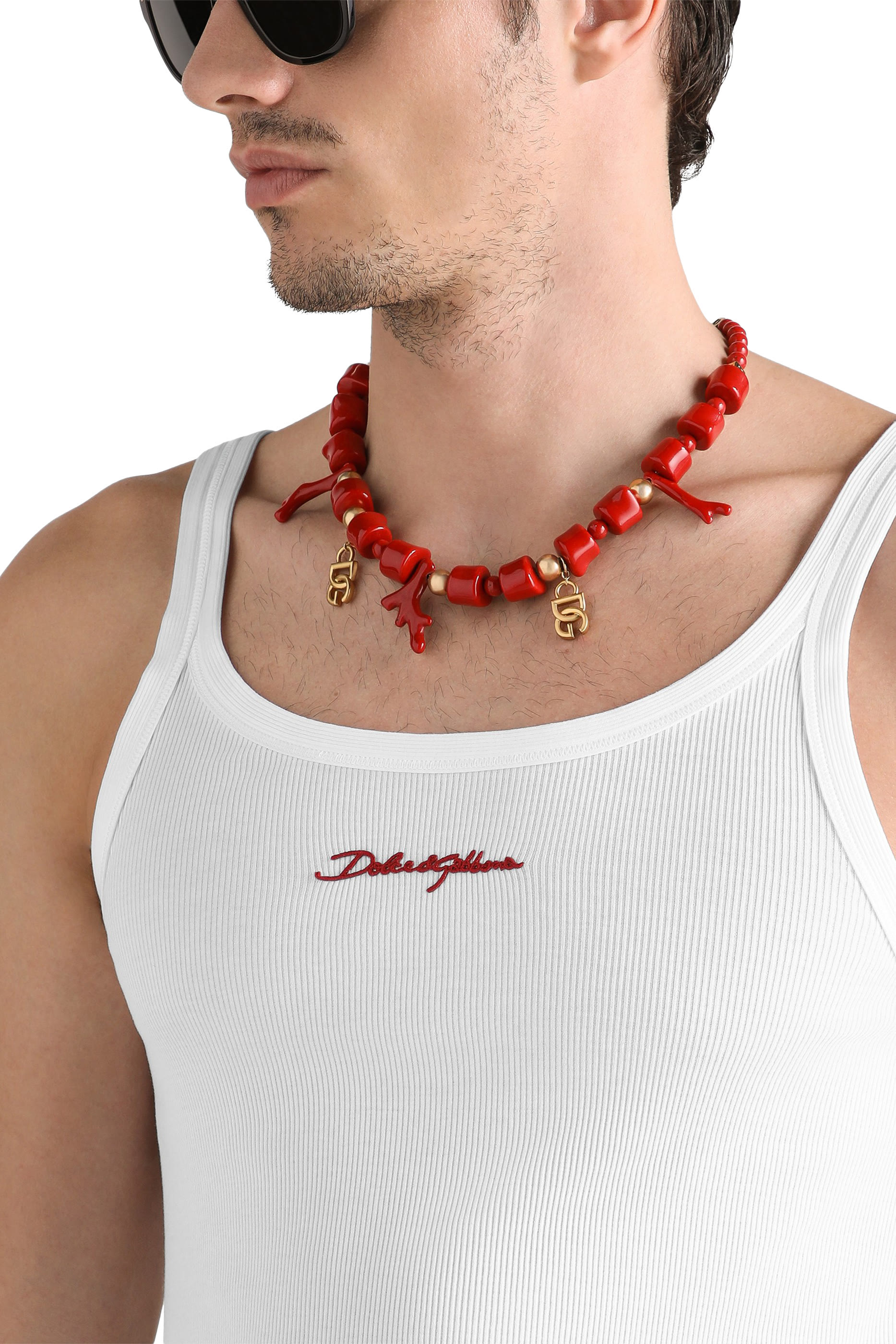 Cotton Tank Top with DG Embroidery