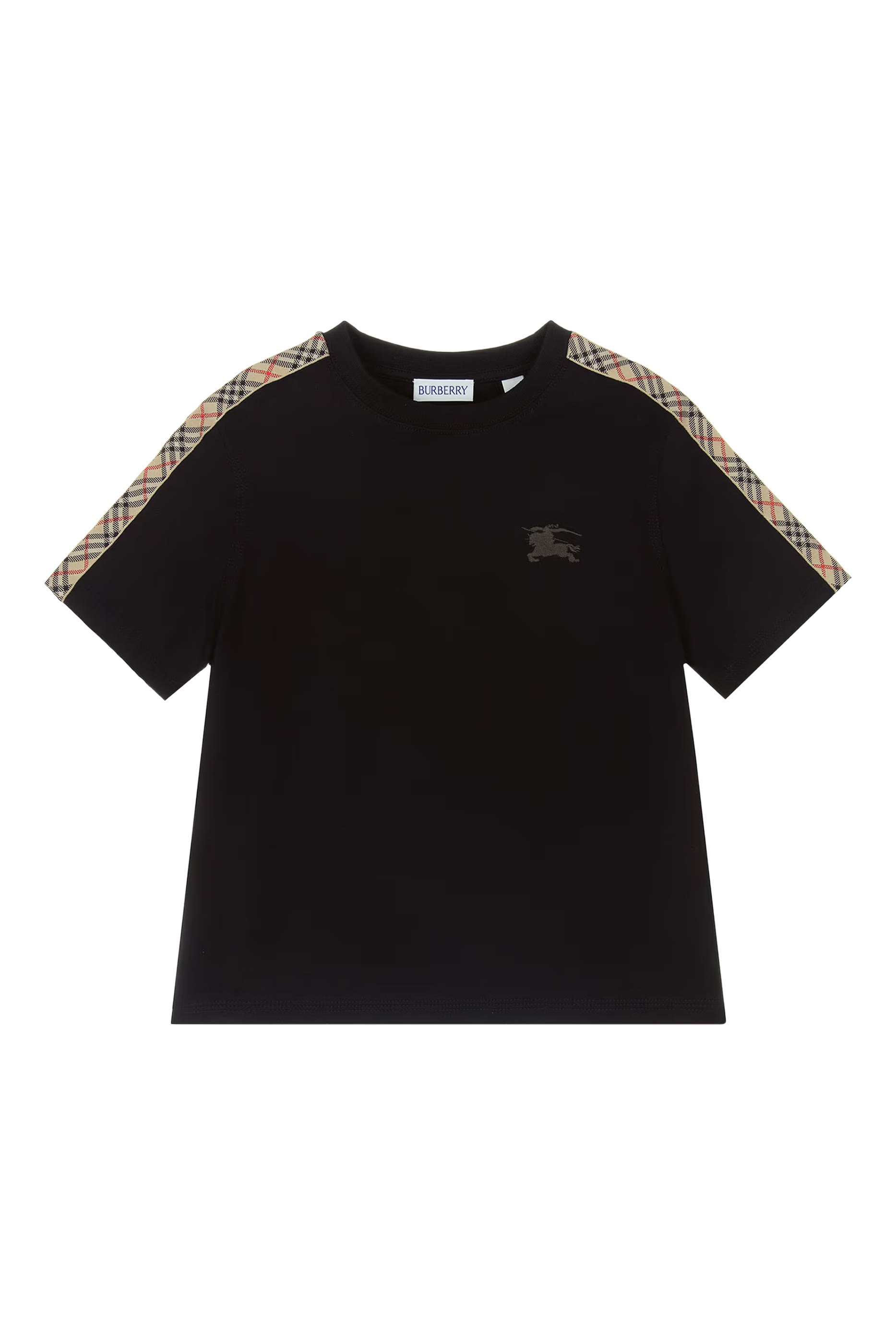 Kids Check Trim Cotton T-Shirt 