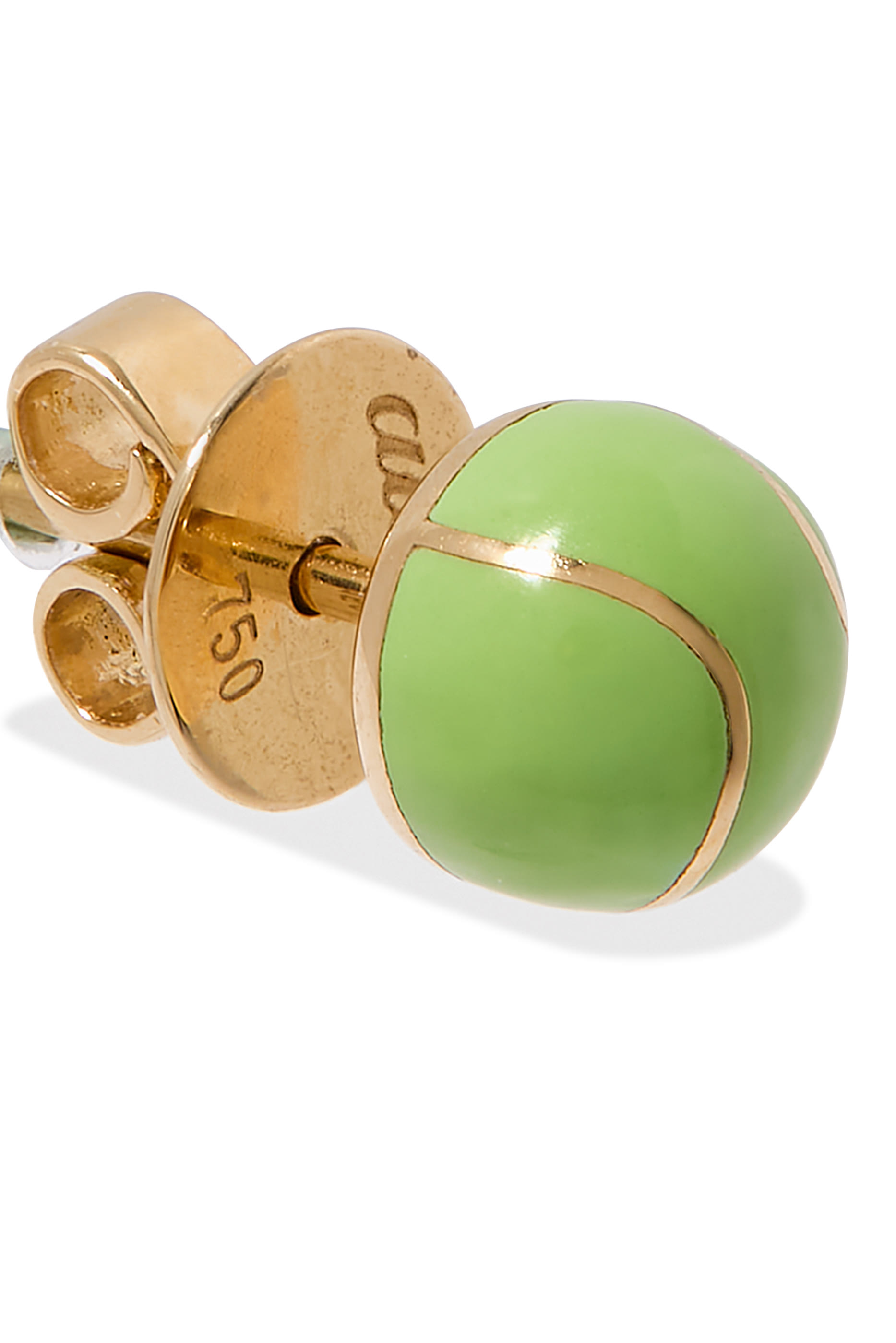 Tennis Racket and Ball Stud Earrings, 18k Yellow Gold