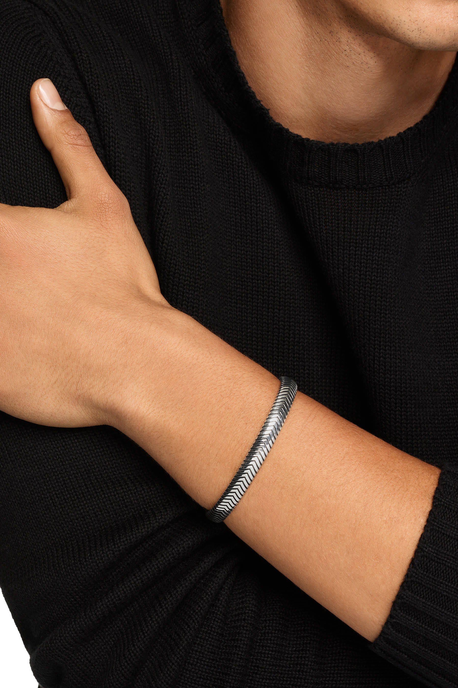 Chevron Cuff Bracelet, Sterling Silver