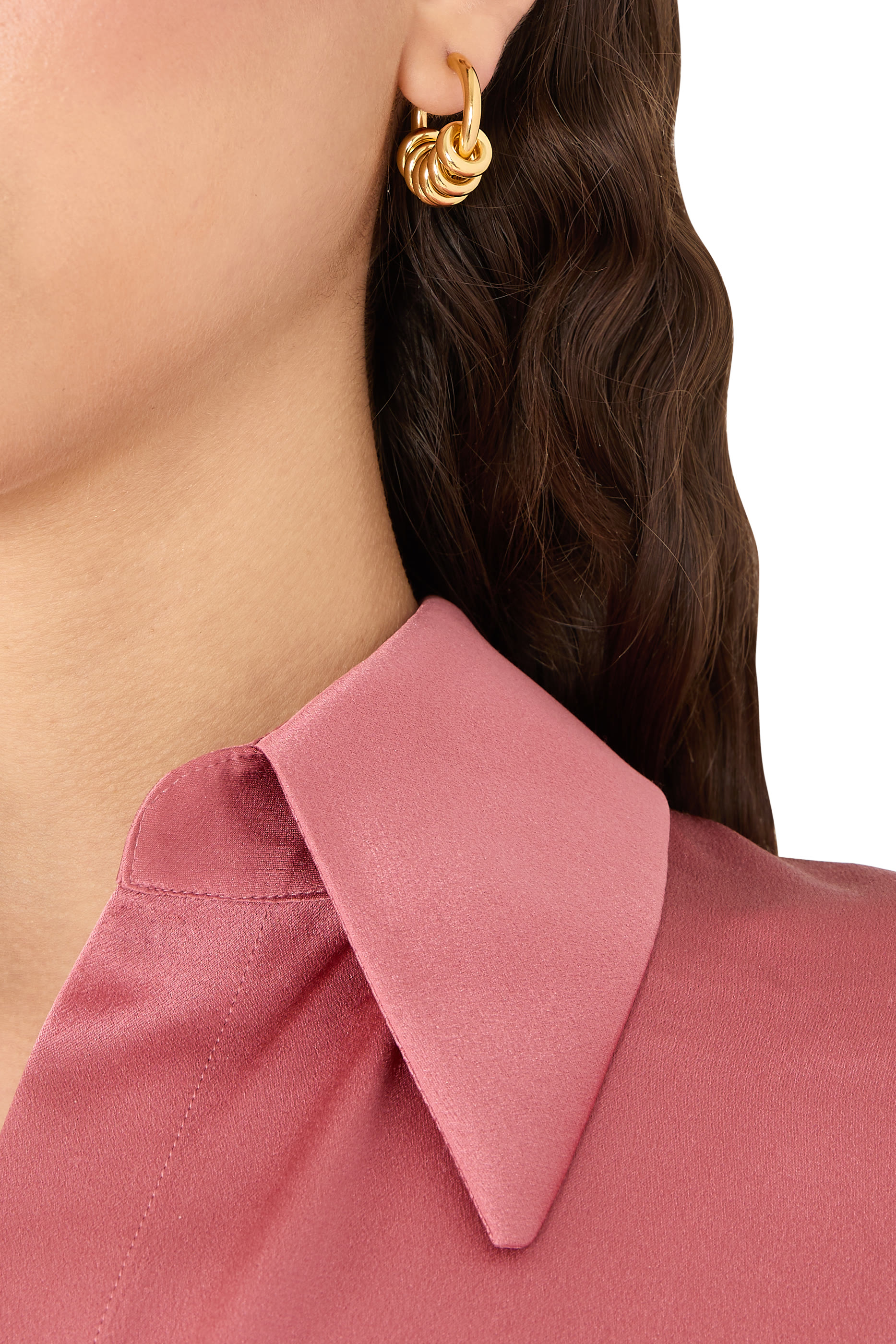 Hoop Earrings with Rings, 24K Yellow Gold