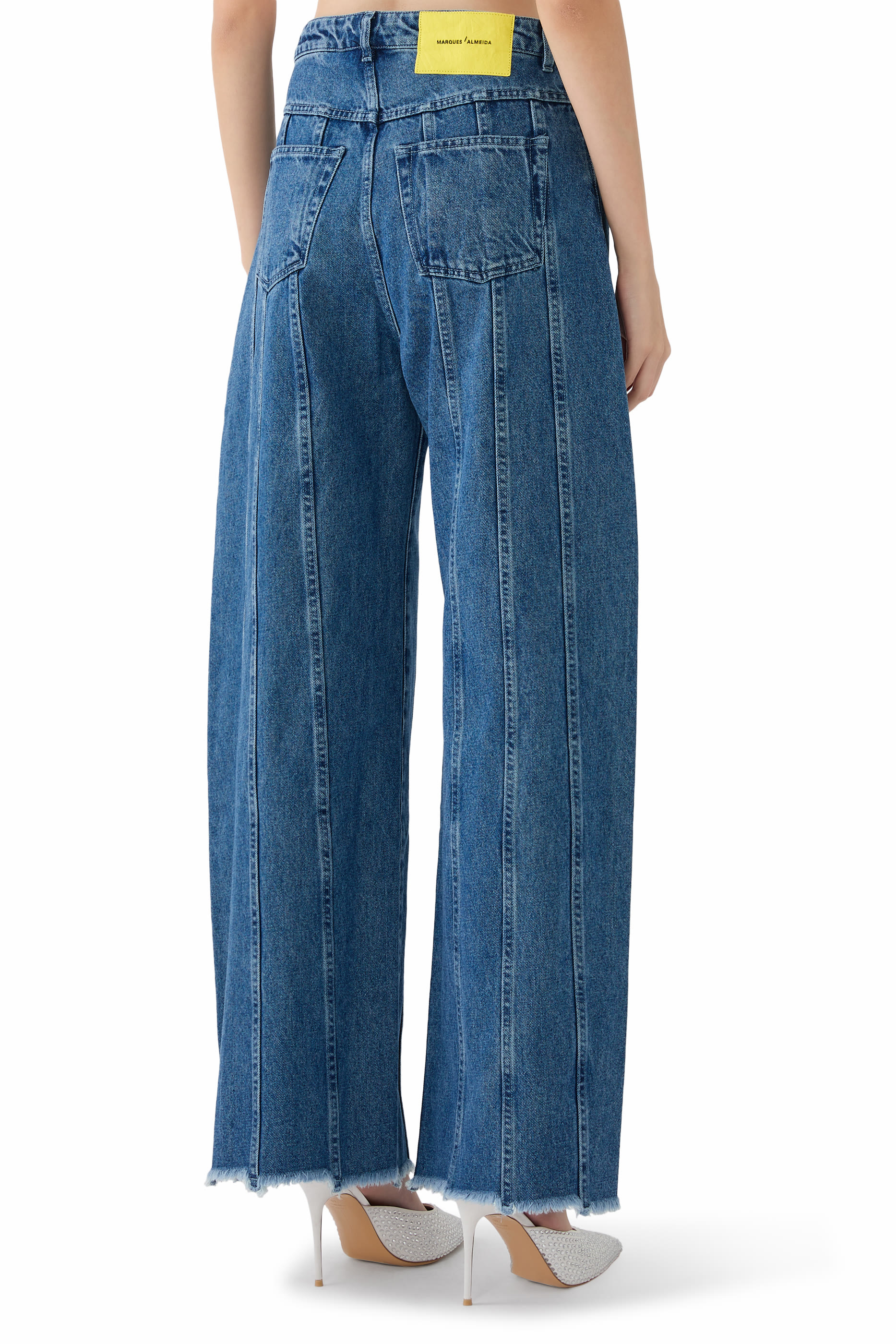 Denim Boyfriend Trousers with Seam Lines