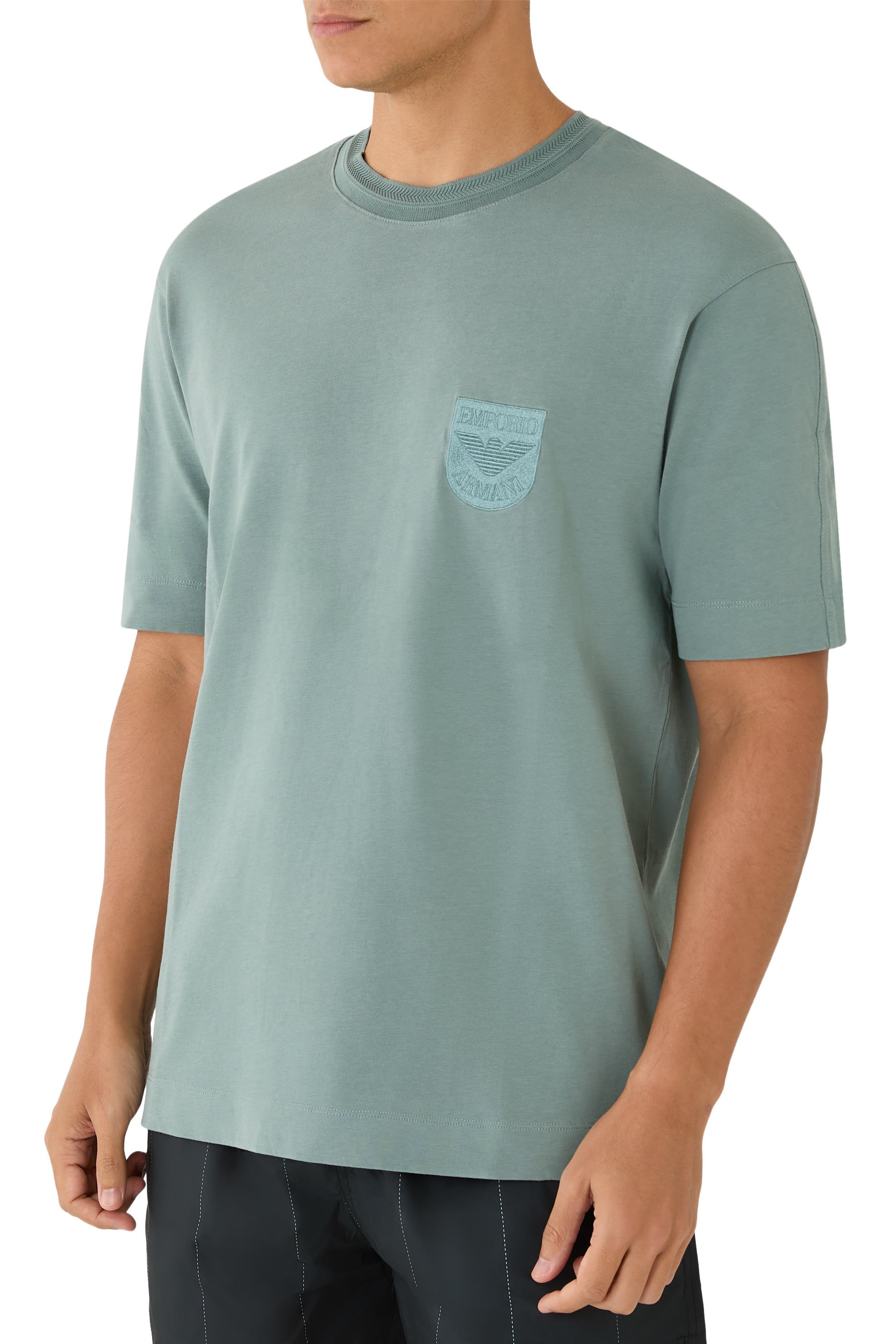 Heavy Jersey T-Shirt with Shield Embroidery