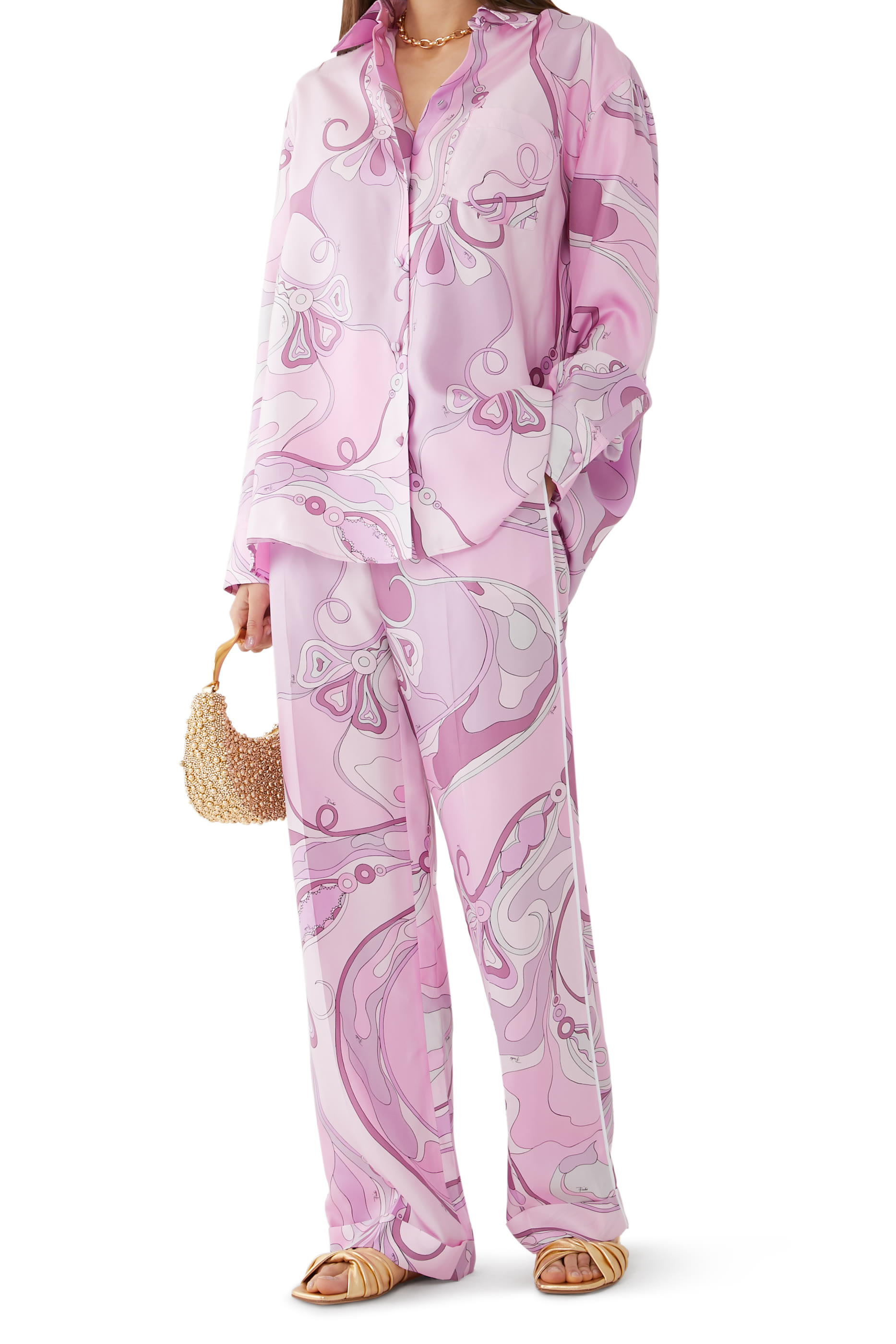 Orchidee-Print Silk-Twill Shirt