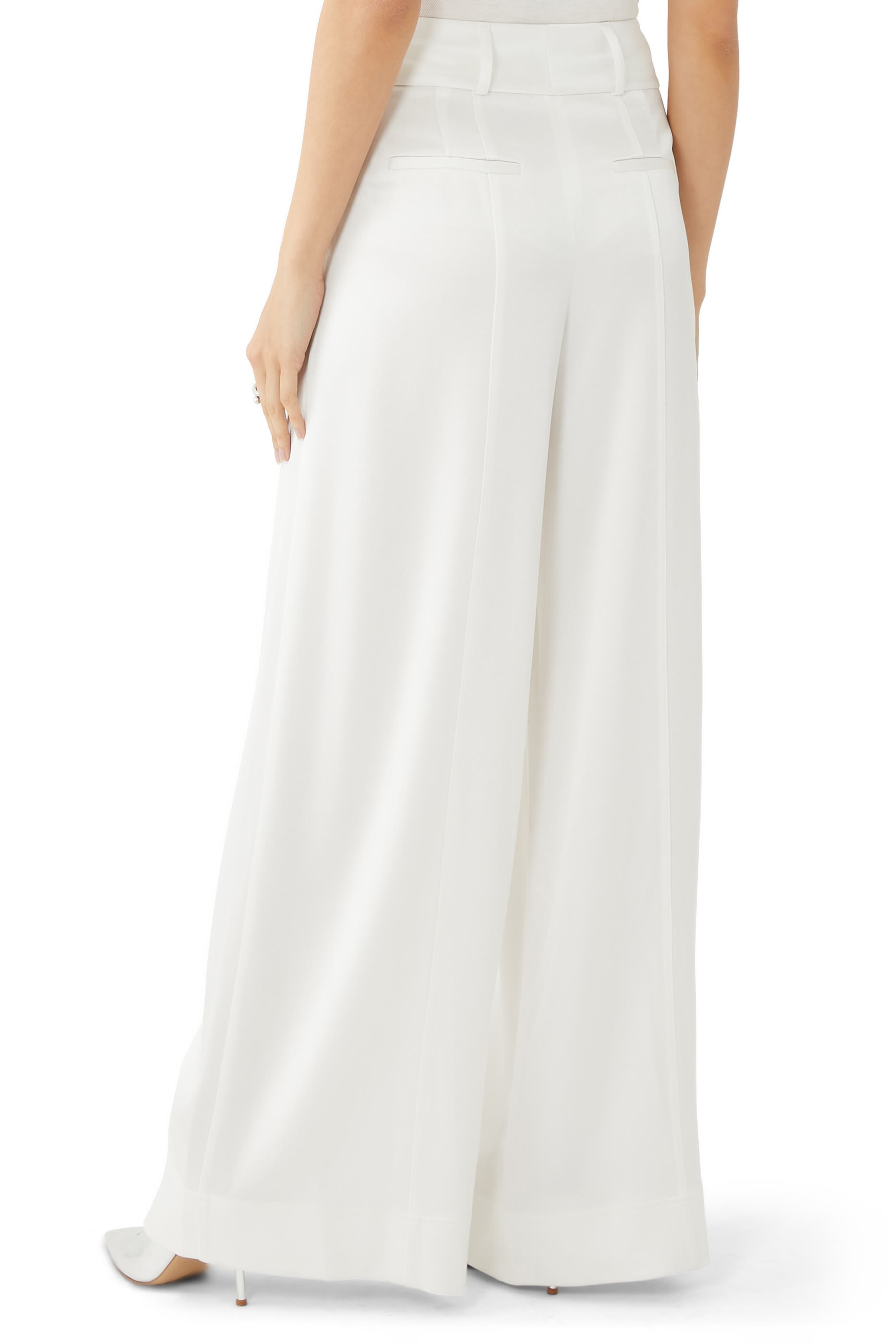 Mame High Rise Satin Cuffed Pants