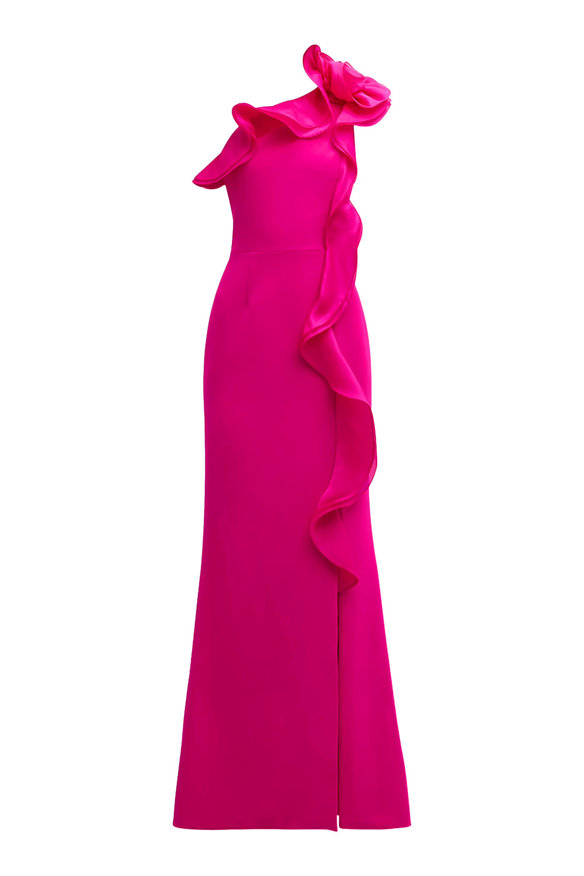 Crepe Column Dress with Organza