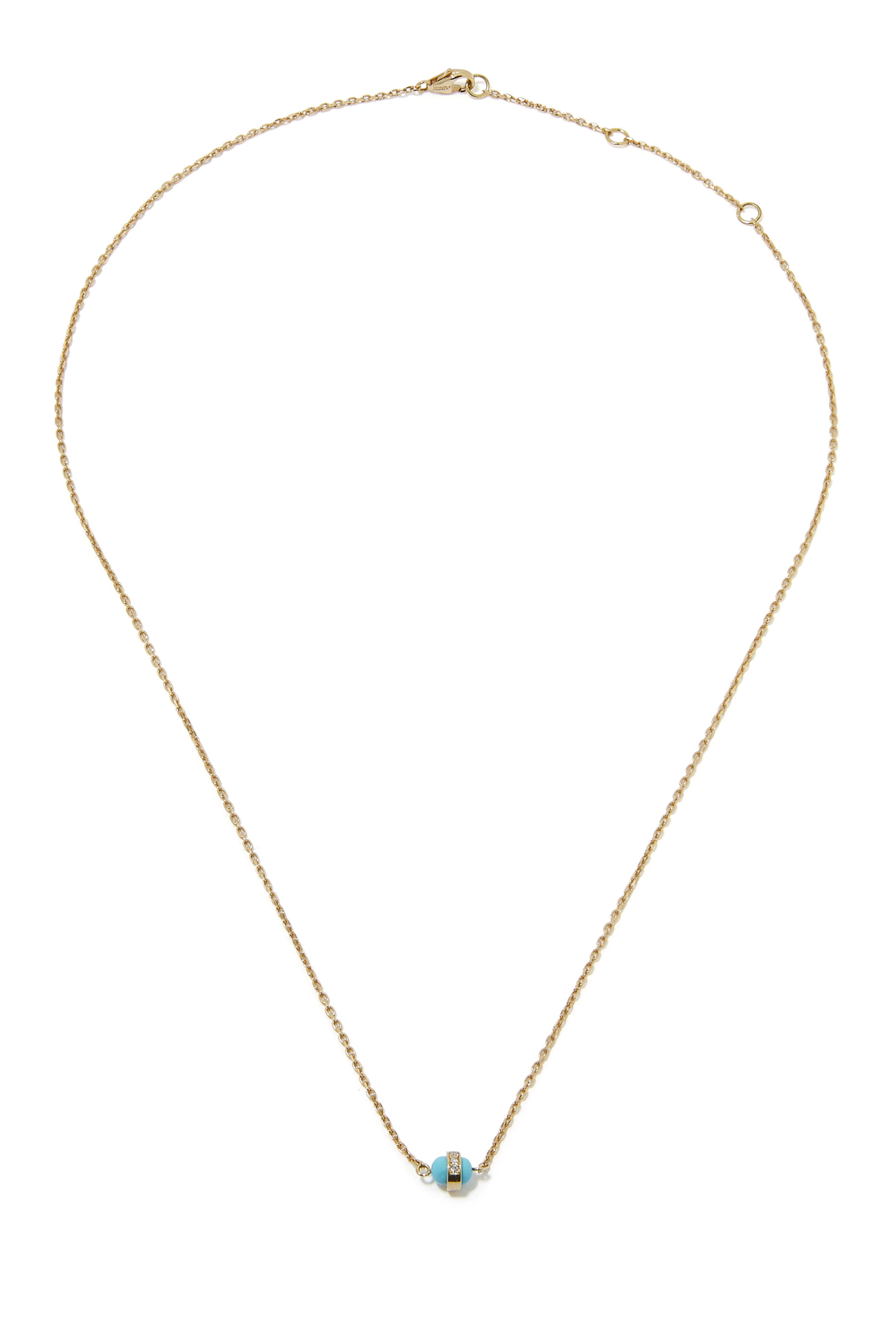 The Single Cobalt Necklace, 18k Yellow Gold, Turquoise Enamel & Diamonds