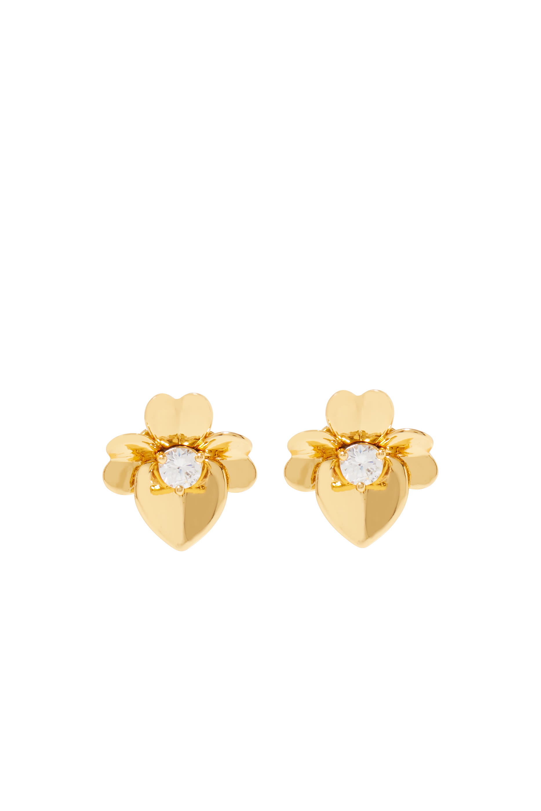Precious Pansy Studs, Plated Metal & Cubic Zirconia, Titanium Posts
