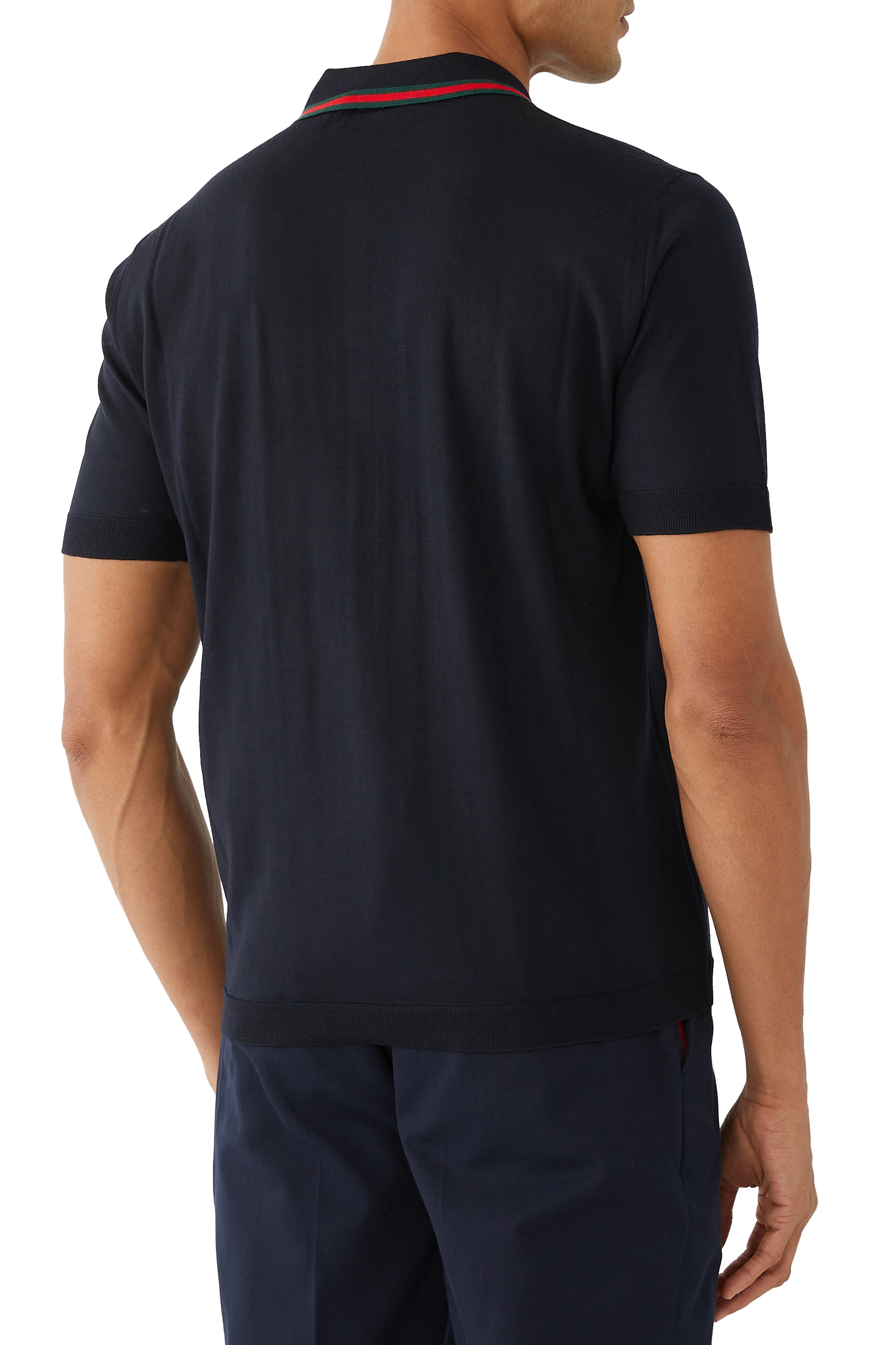 Wool Knit Polo Shirt with Web