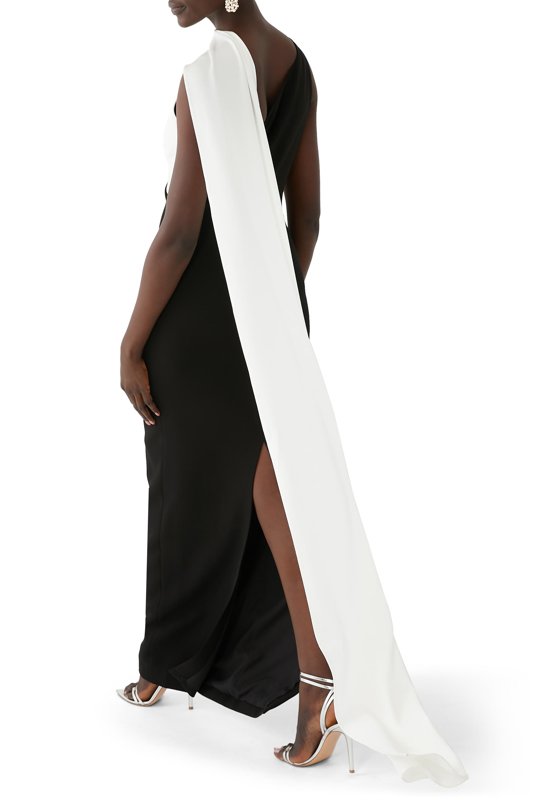 Asymmetric Satin Sash Maxi Dress