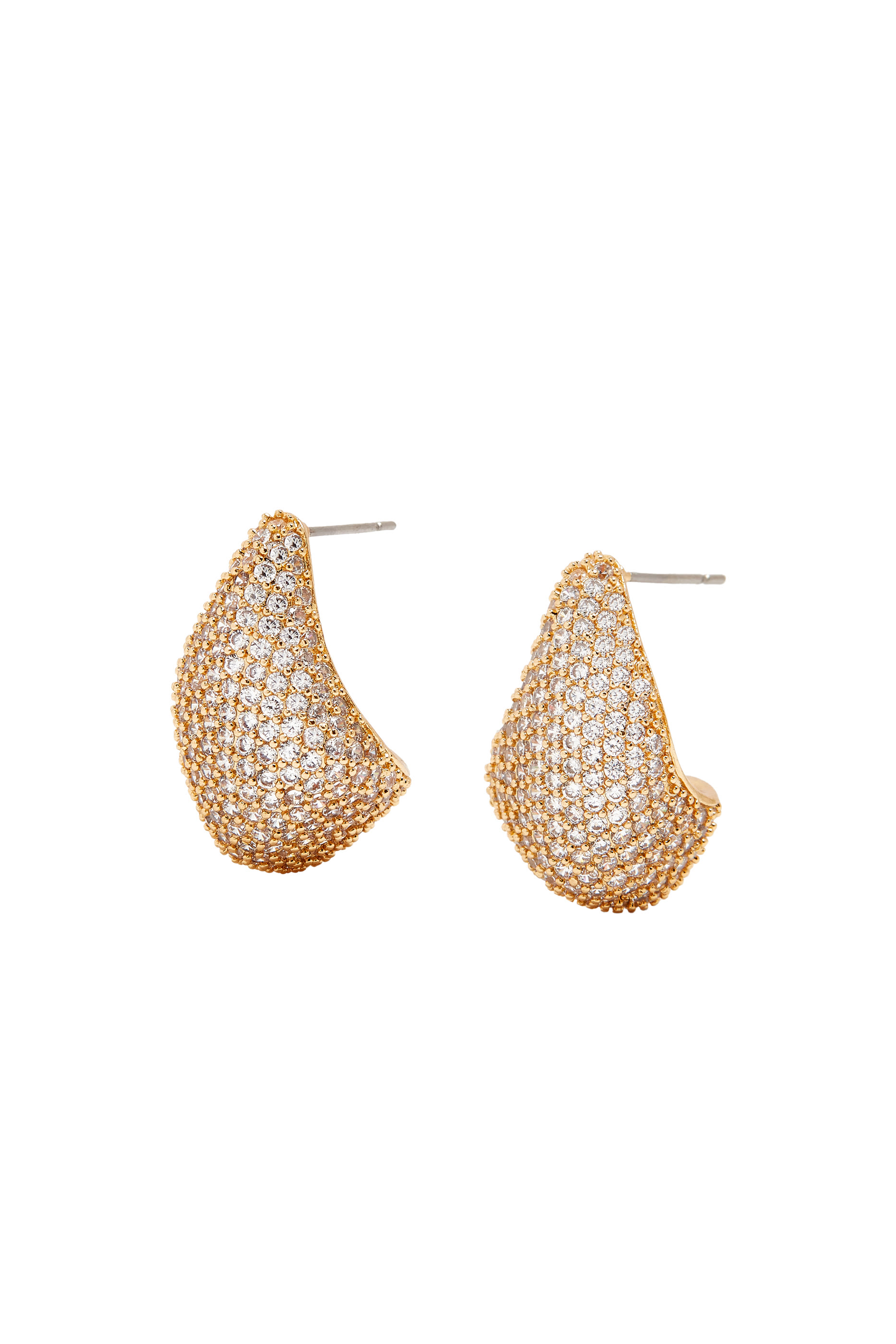 Odyssey Pavé Earrings, 14k Gold-Plated Brass, Crystals