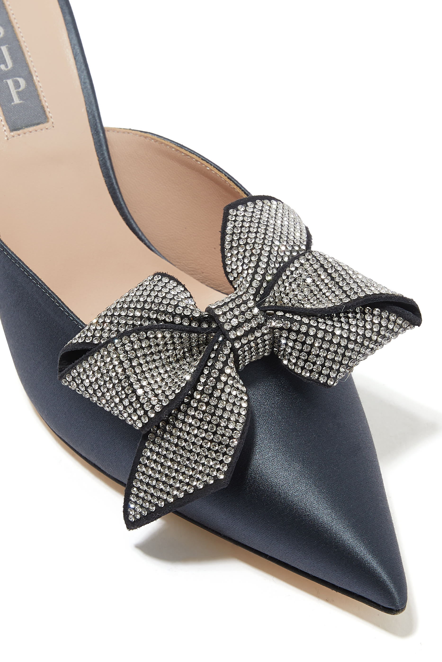 Paley 70 Crystal Bow Satin Mules