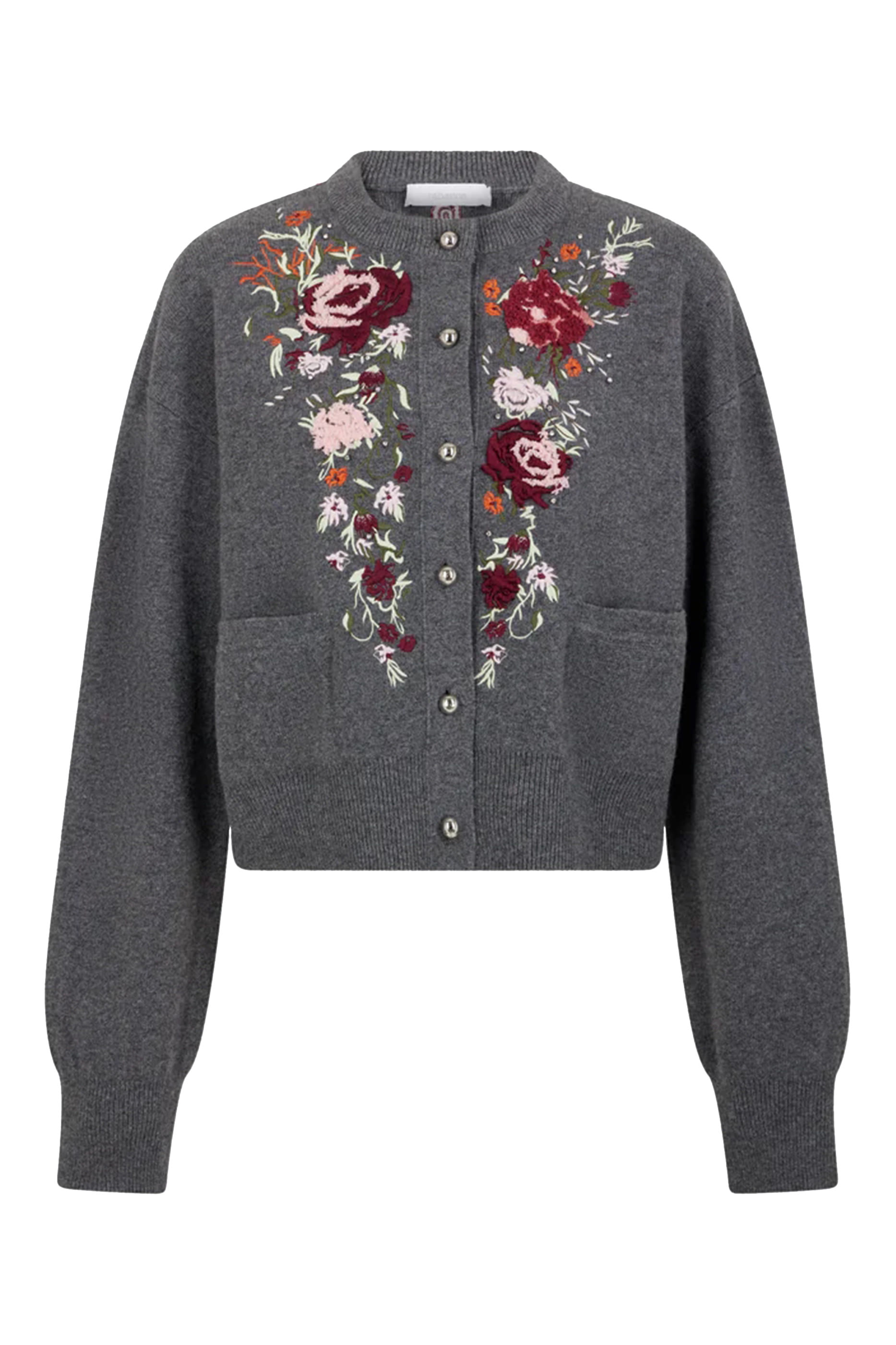 Floral-Embroidered Cardigan