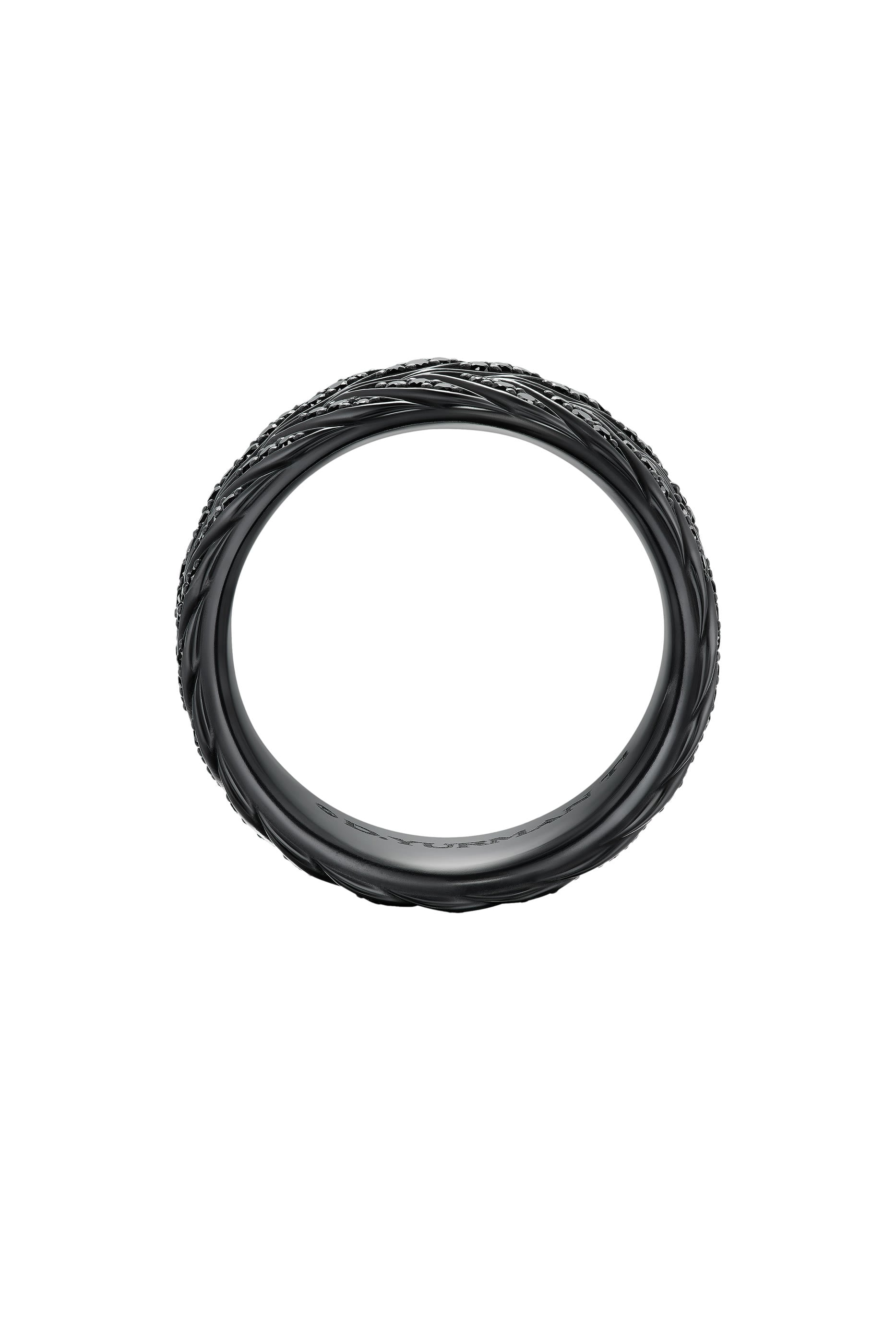 Chevron Pav&eacute; Band Ring, Black Titanium & Black Diamonds