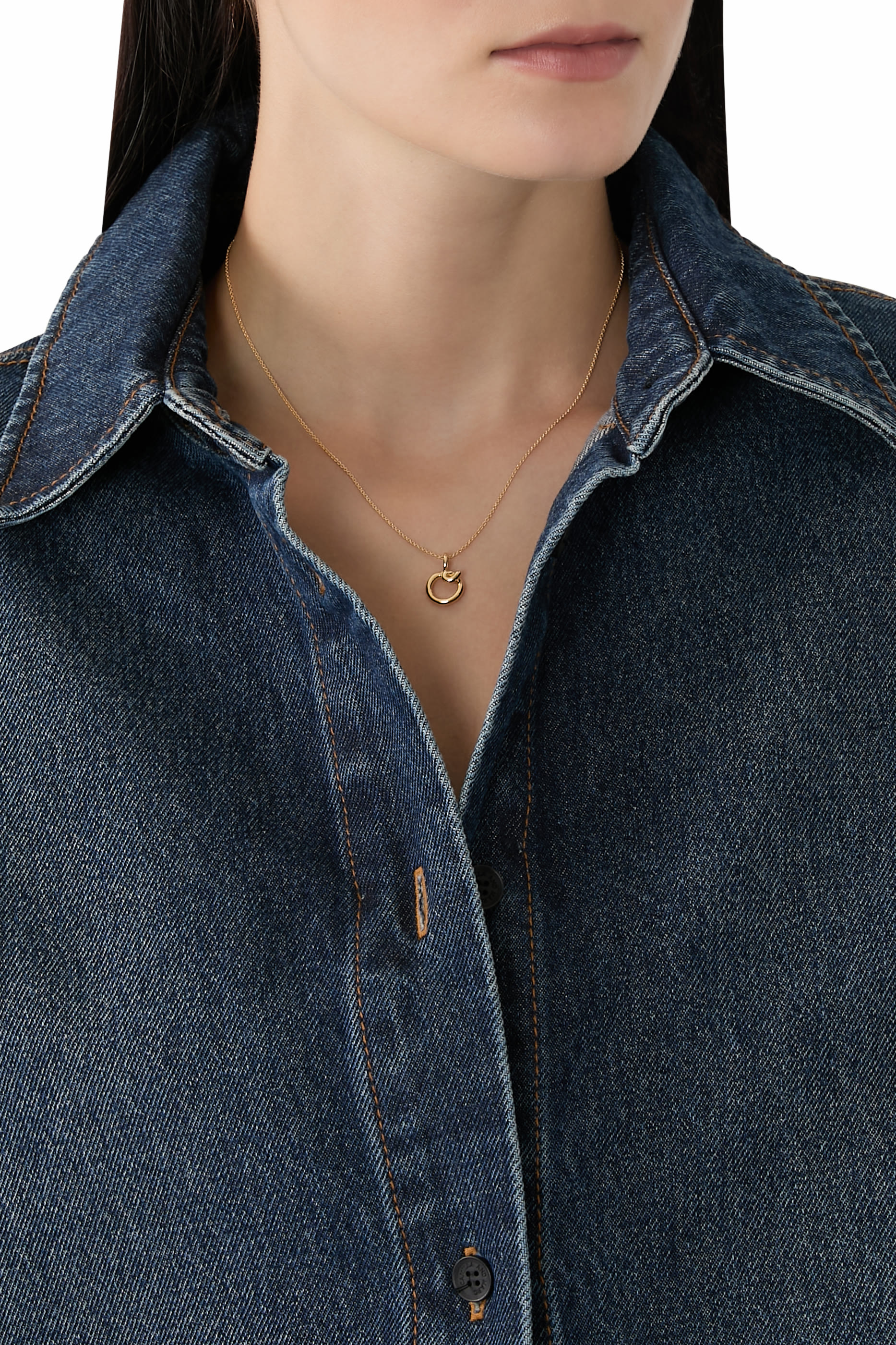 Curly Molten Mini Initial Necklace - O, 18k Recycled Gold Vermeil on Recycled Sterling Silver