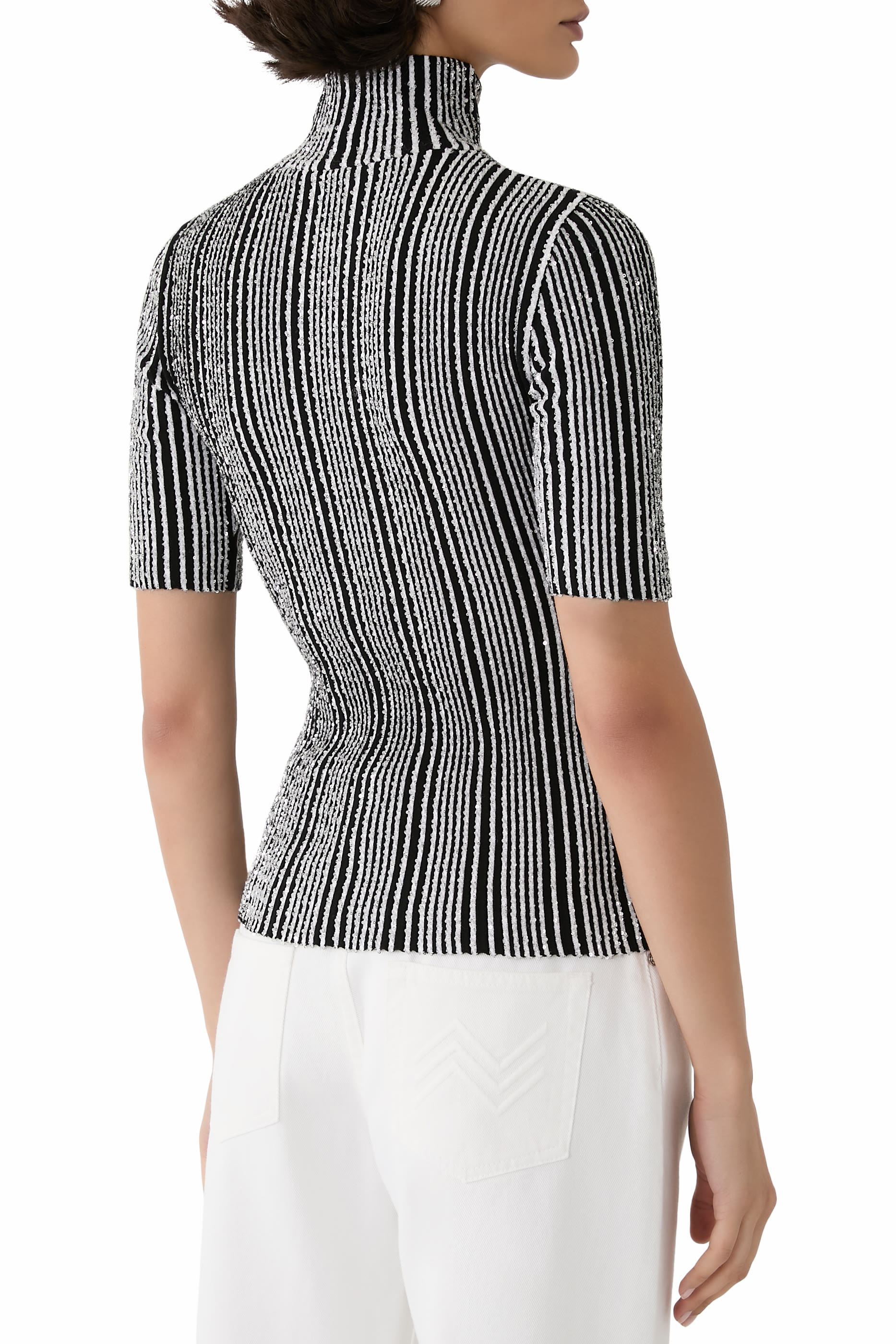 Partialized Sequinned Knit Top