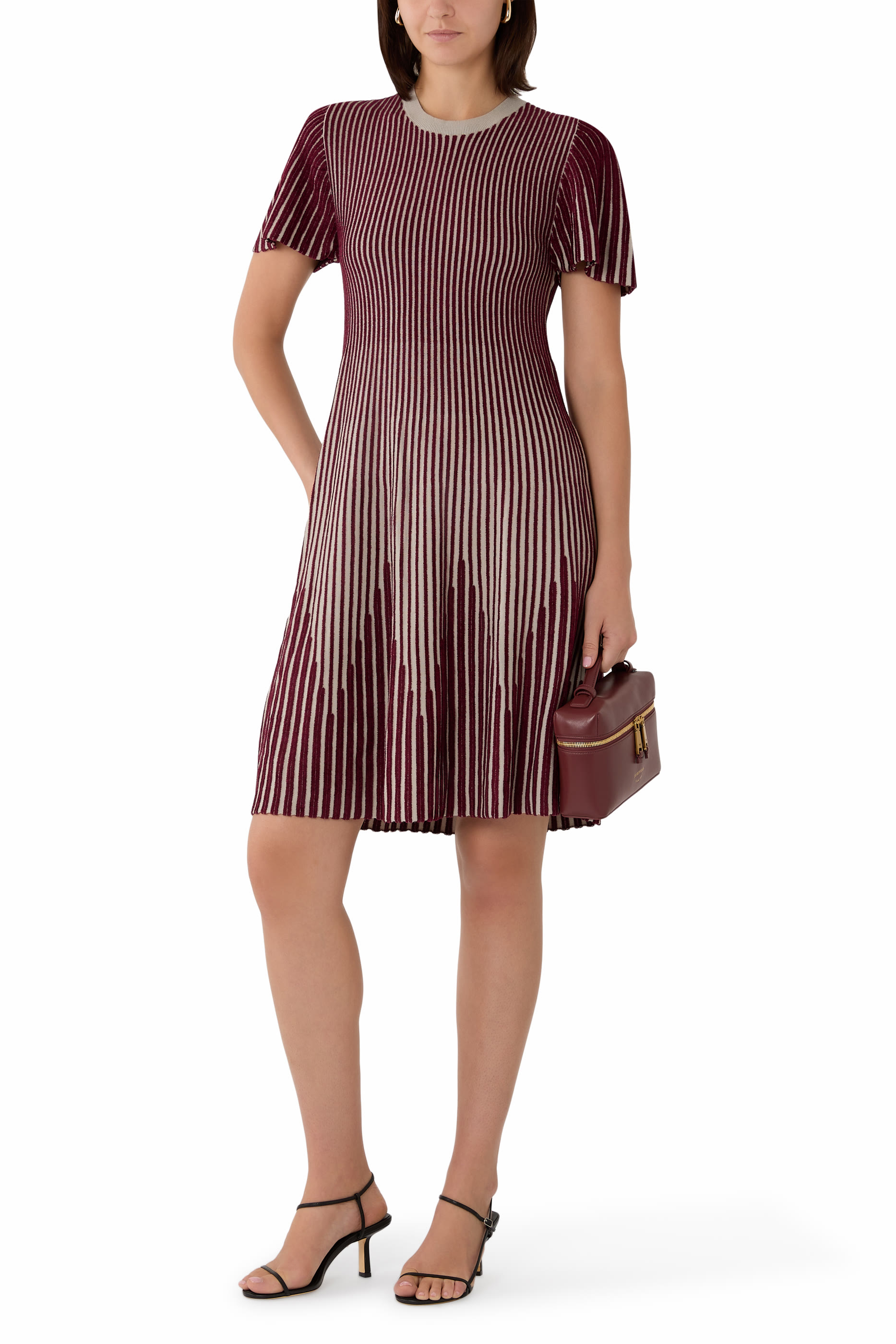 Striped Ottoman Knit Midi Dress