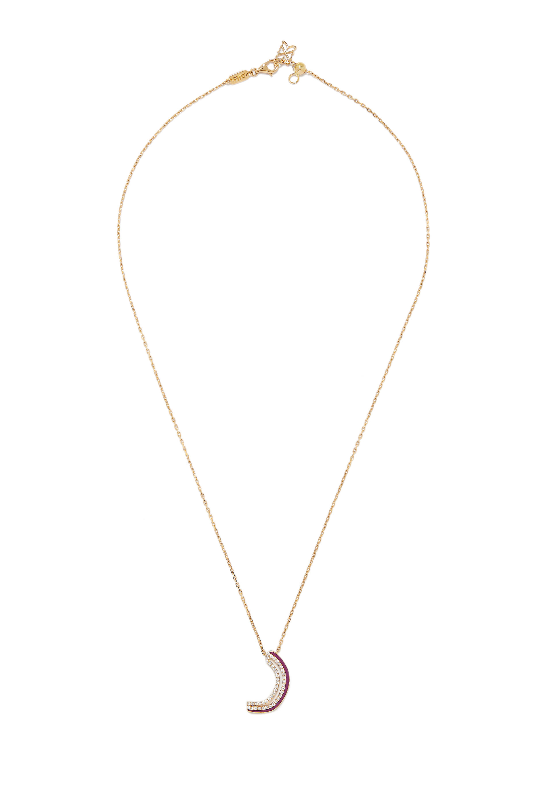 Arabic Letter Necklace, 18k Yellow Gold & Diamond